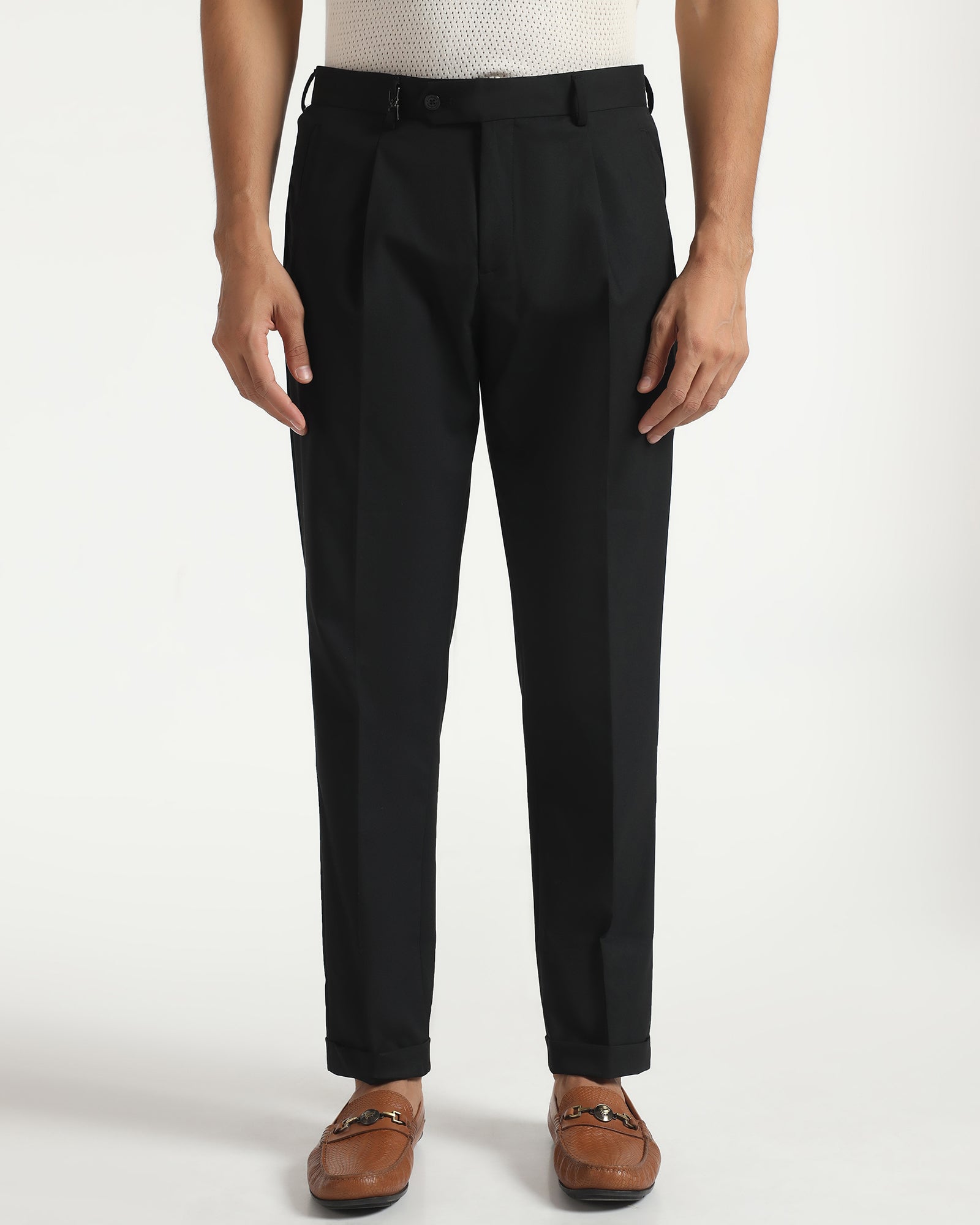 Ease Fit Formal Black Solid Trouser - Malone