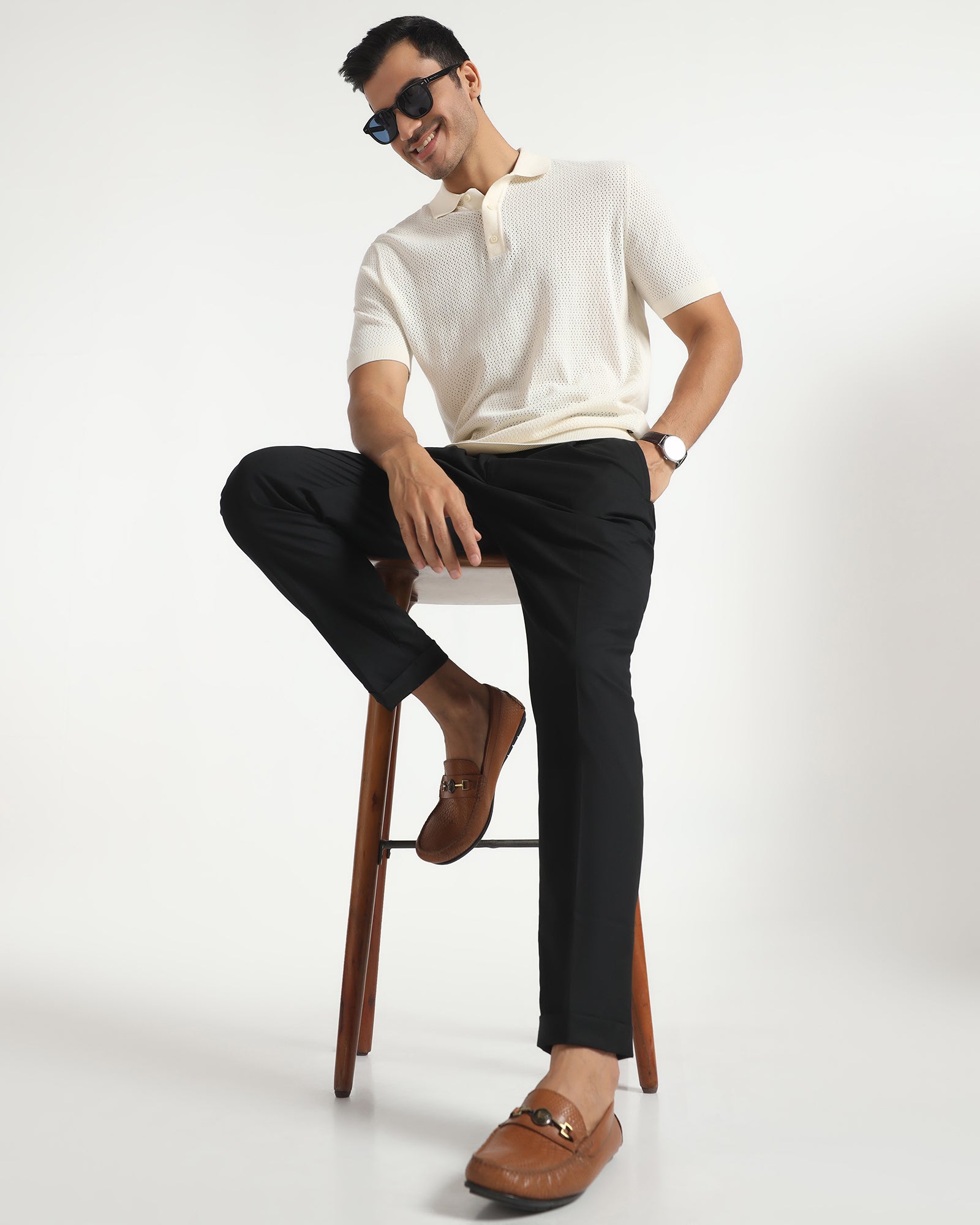 Ease Fit Formal Black Solid Trouser - Malone