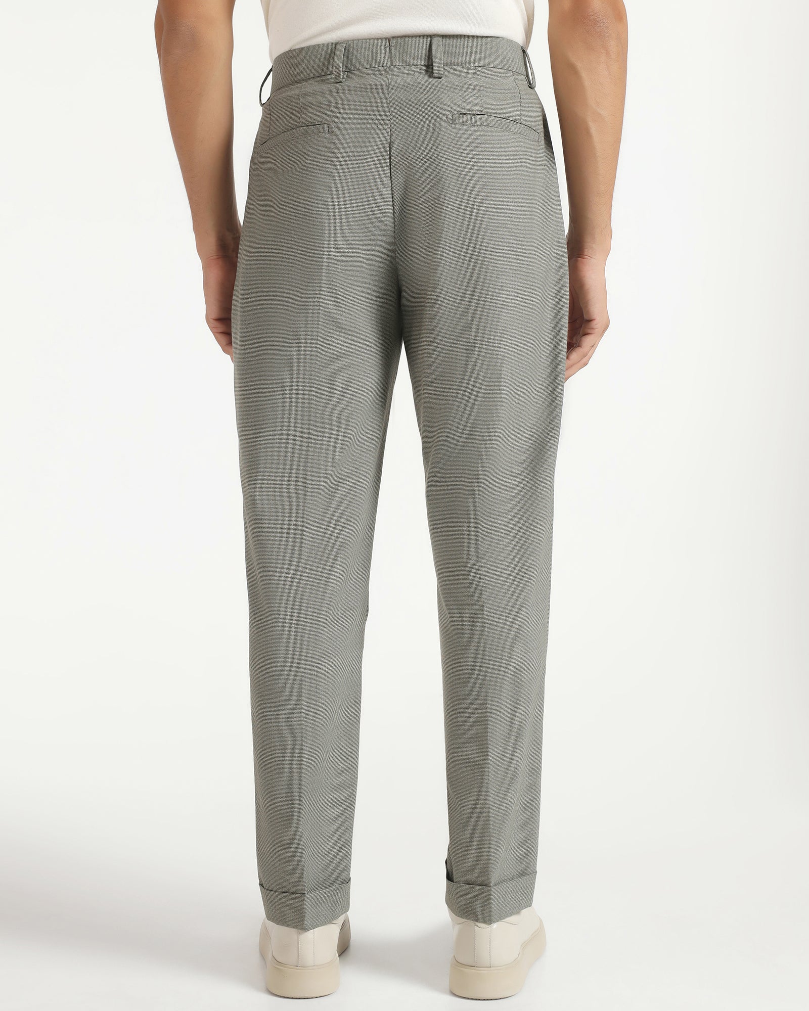 Ease Fit Formal Green Textured Trouser - Cuba
