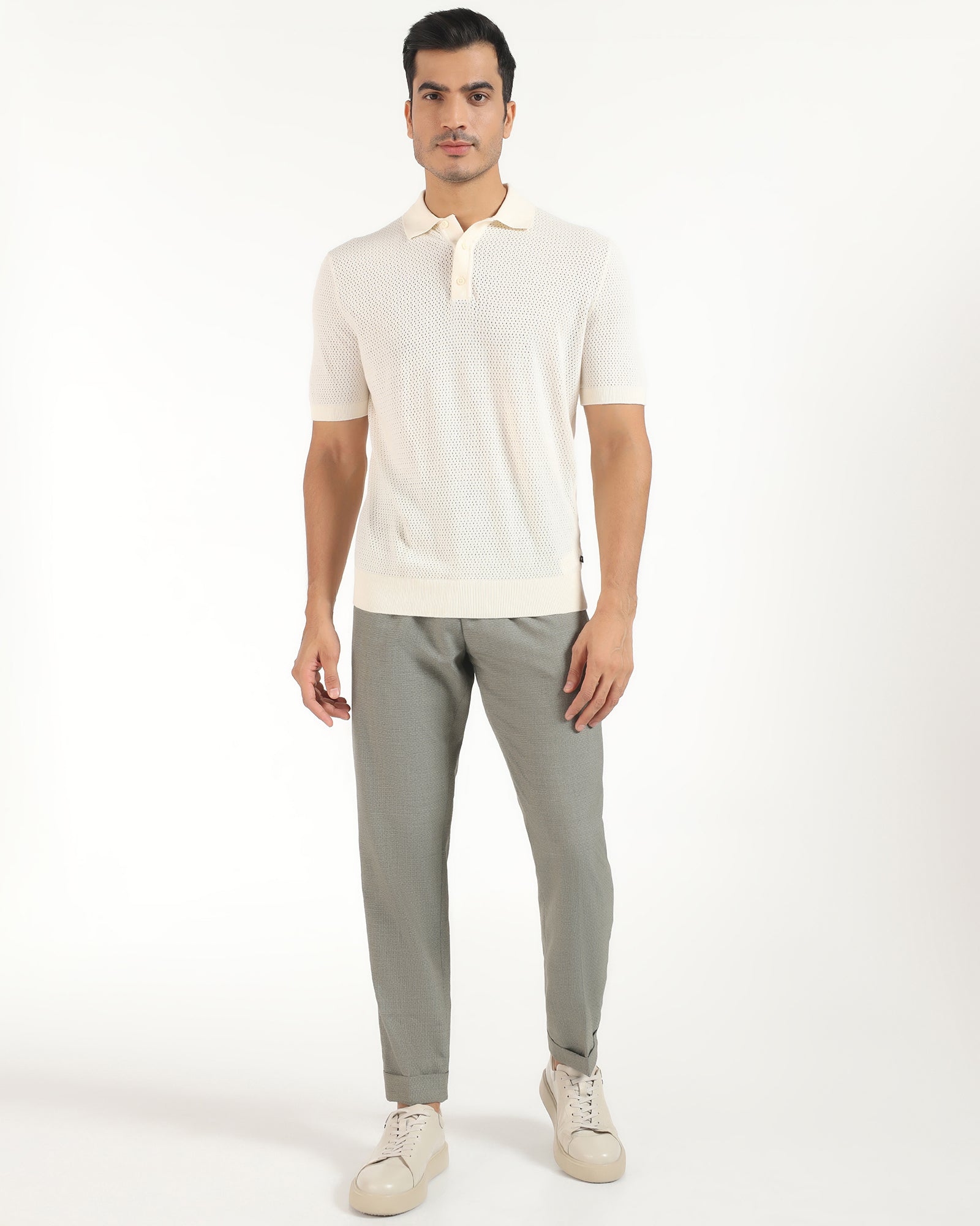 Ease Fit Formal Green Textured Trouser - Cuba