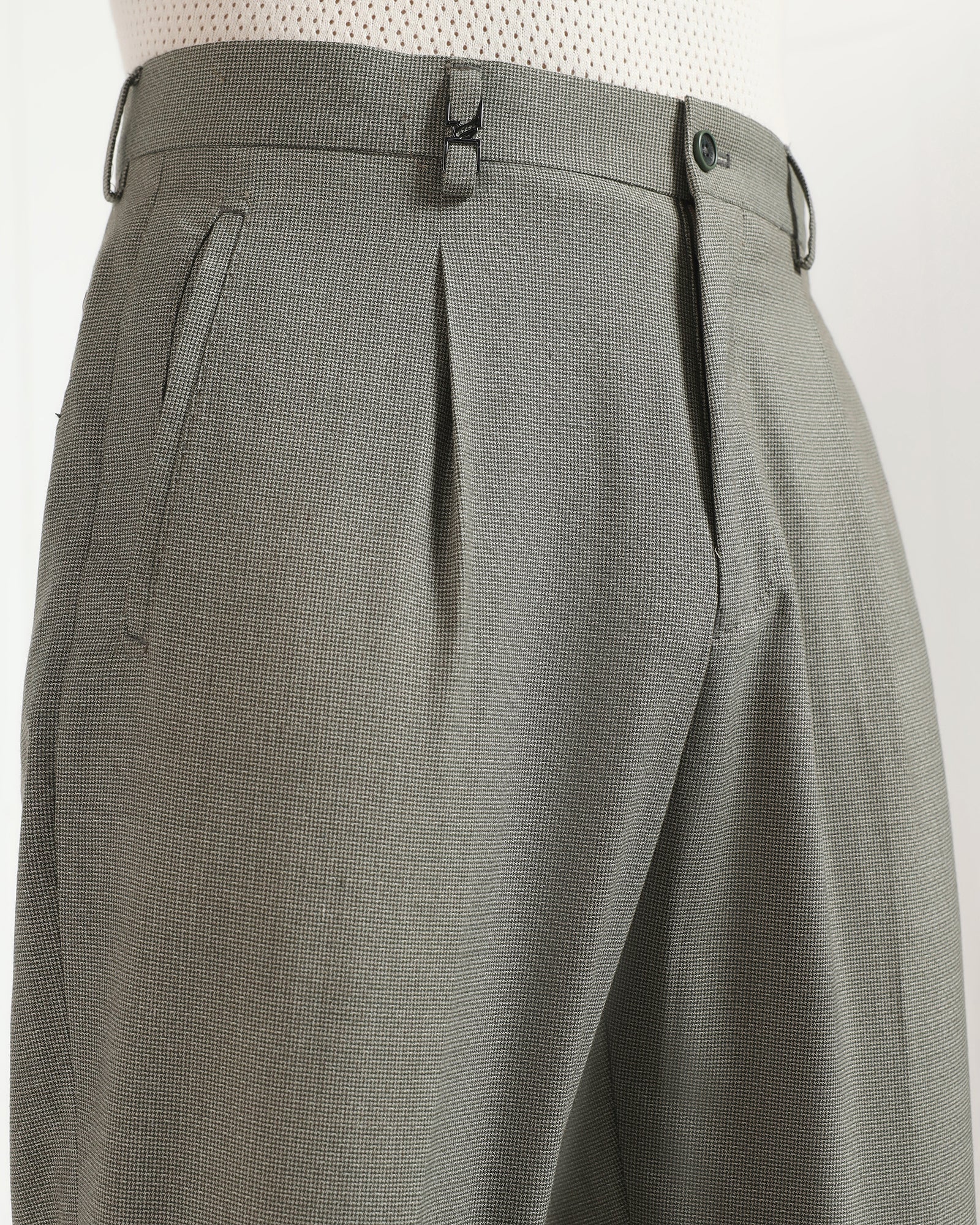 Ease Fit Formal Green Textured Trouser - Cuba