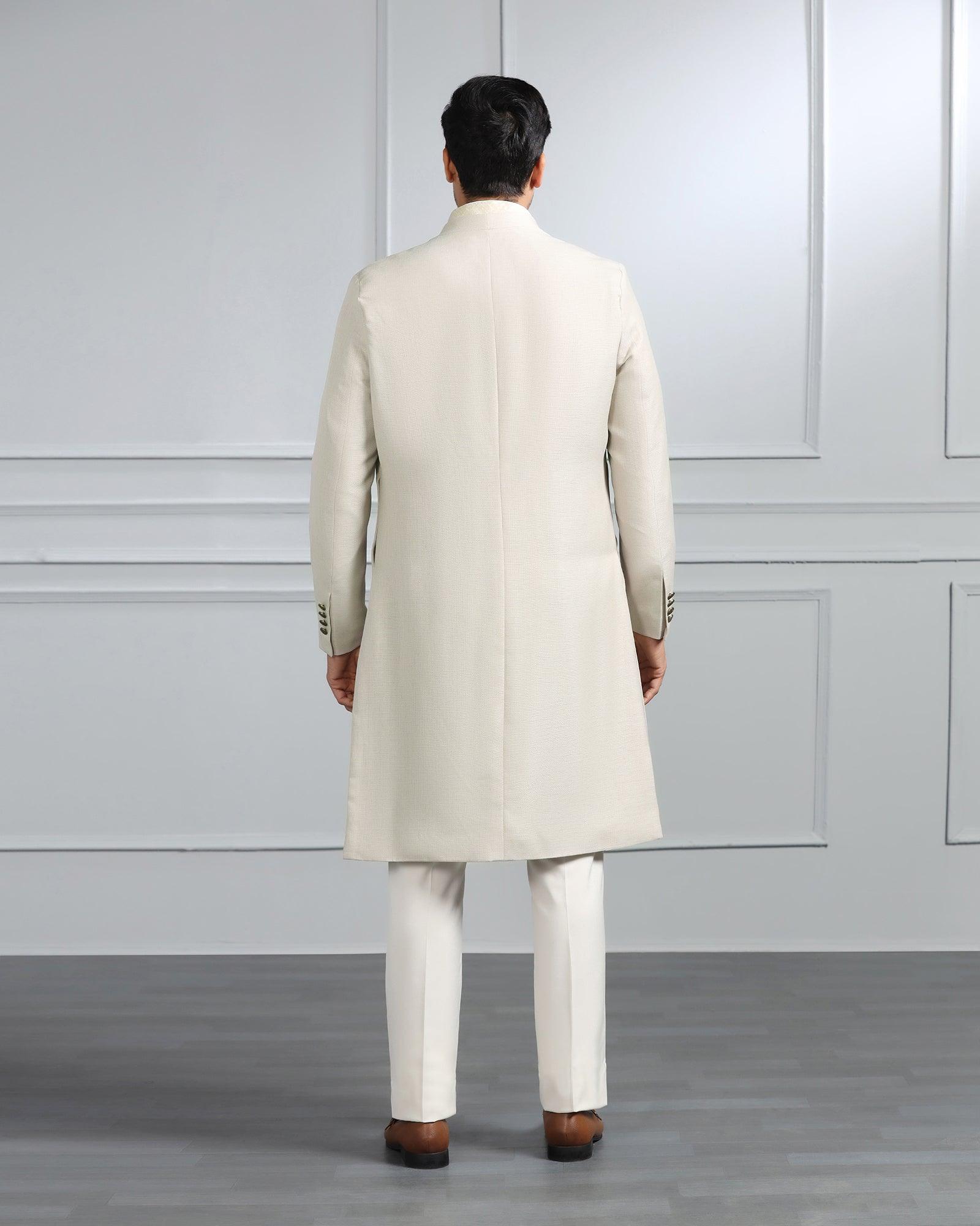 Swarn Multitude 6X Beige Solid Achkan Set - Renera - Blackberrys