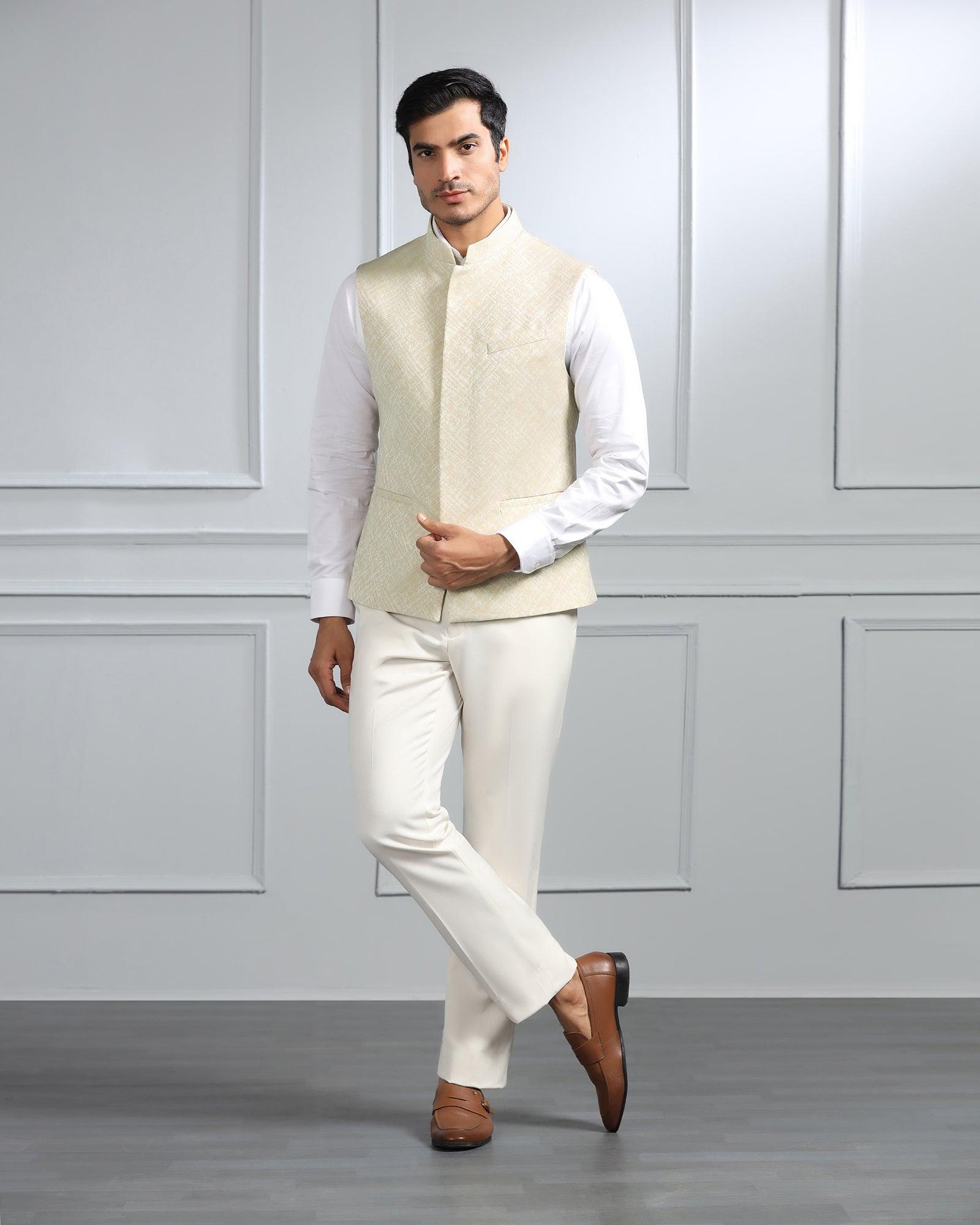 Swarn Multitude 6X Beige Solid Achkan Set - Renera - Blackberrys