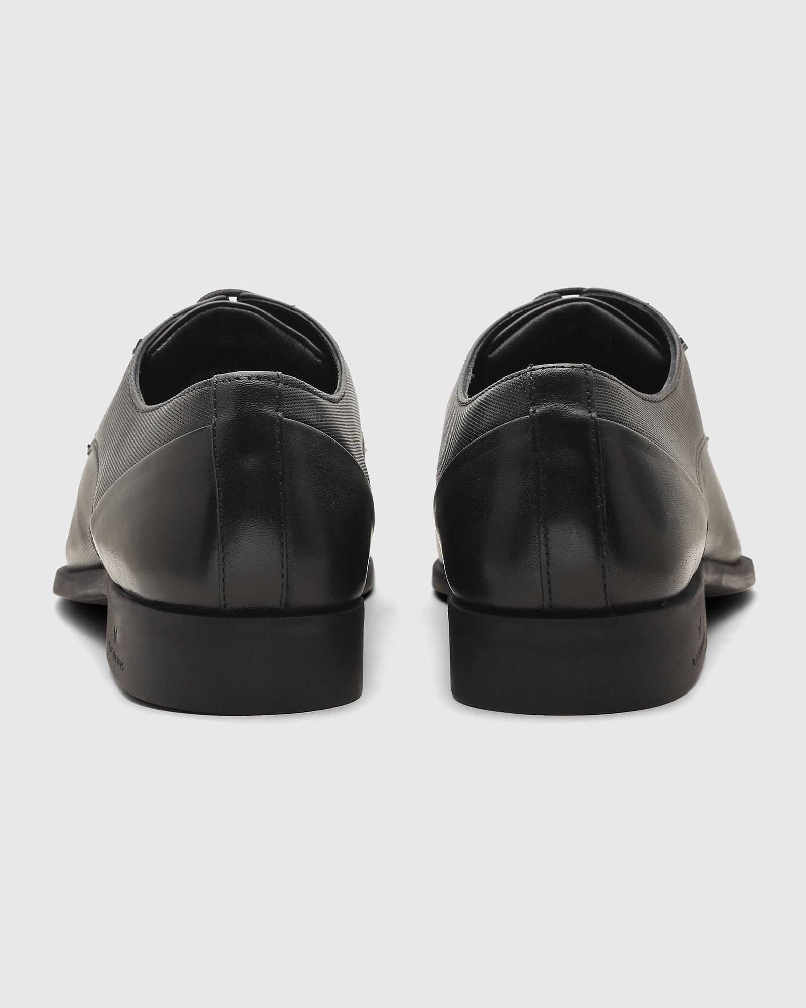 Leather Black Textured Derby Shoes - New Kerry