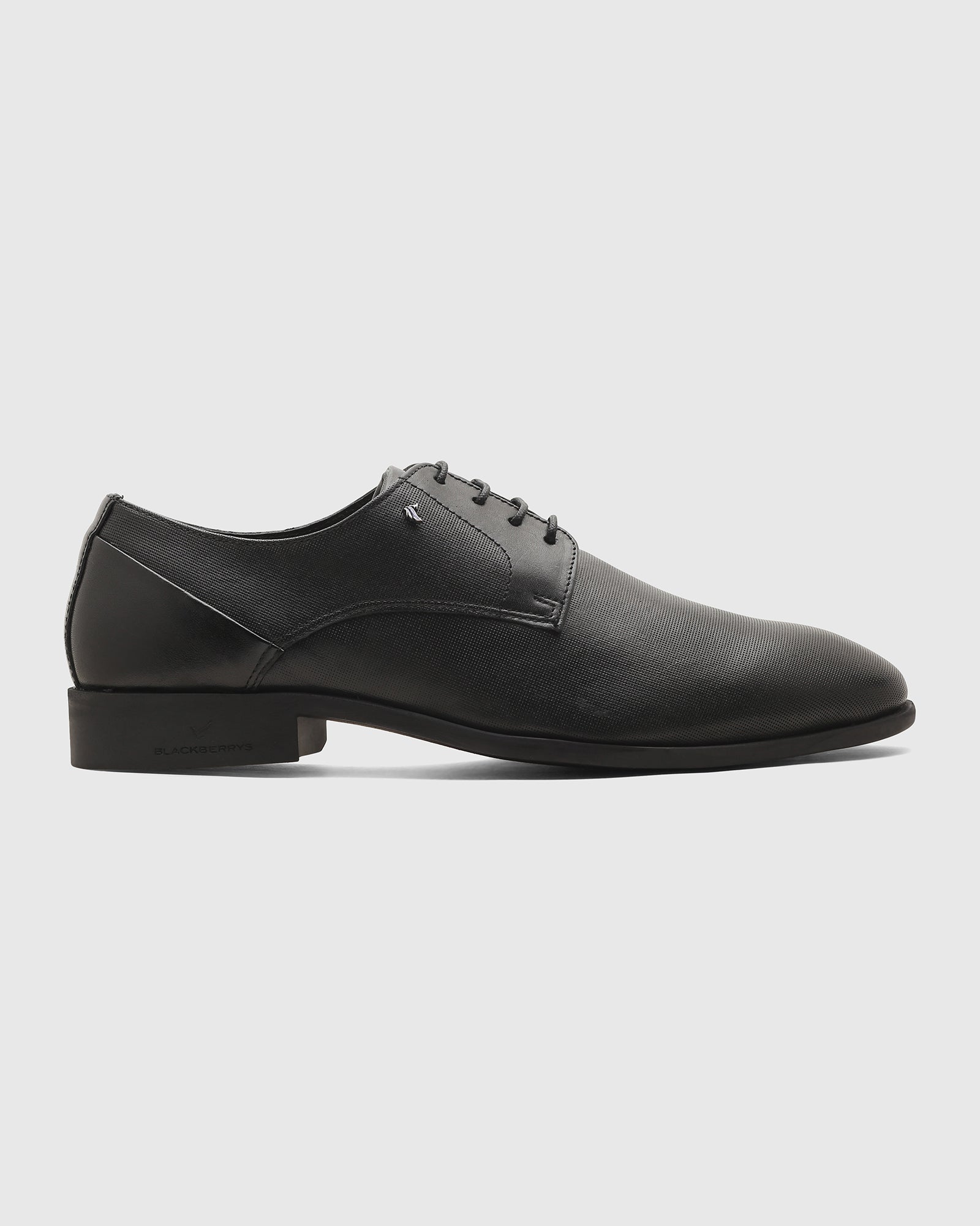 Leather Black Textured Derby Shoes - New Kerry