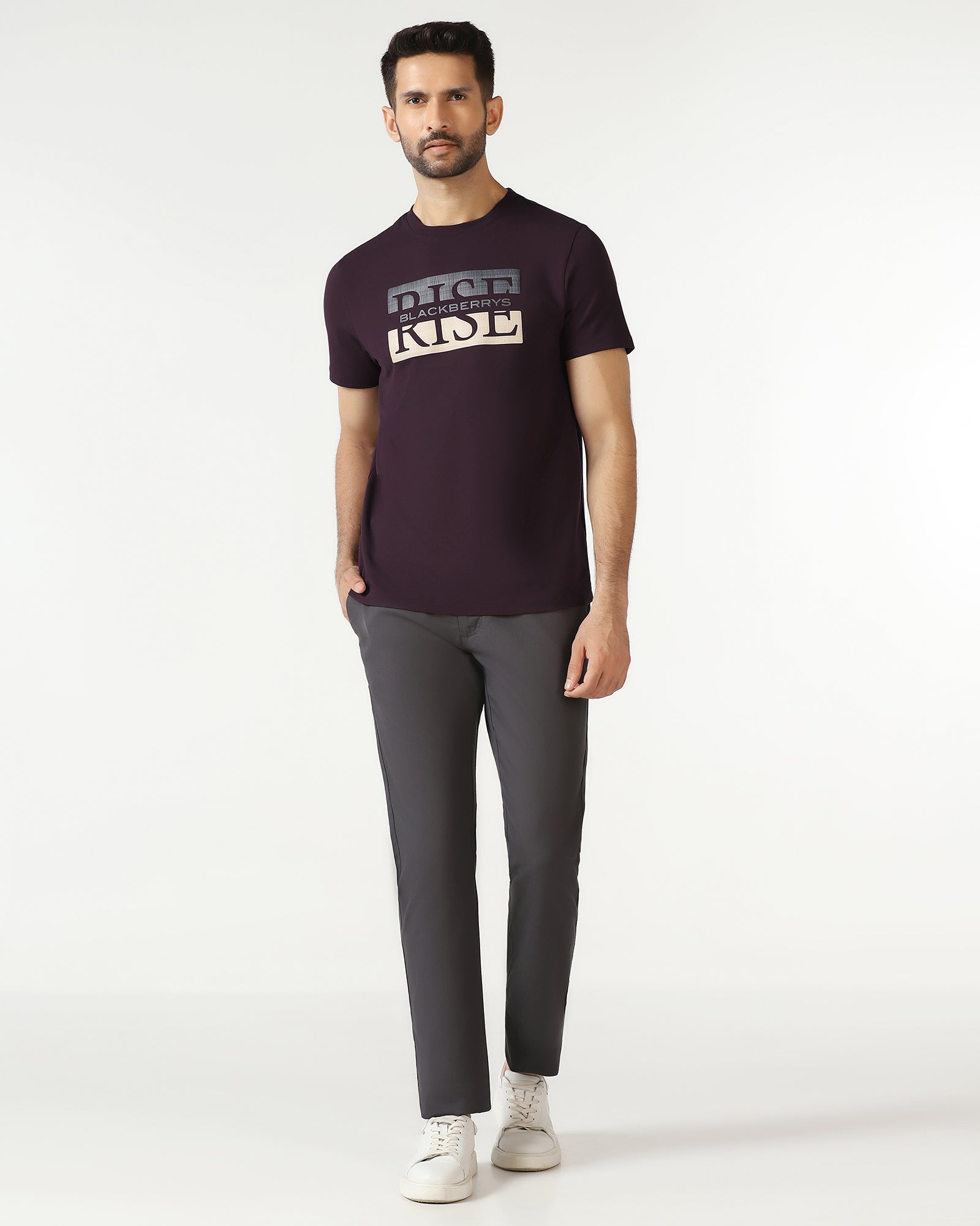 Fig Crew Neck Solid T-Shirt - Rise
