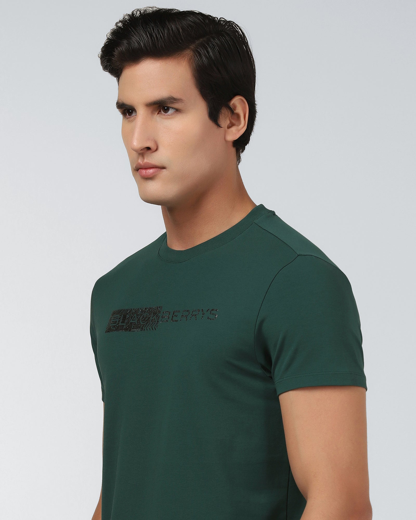 Forest Green Crew Neck Printed T-Shirt - Petunia