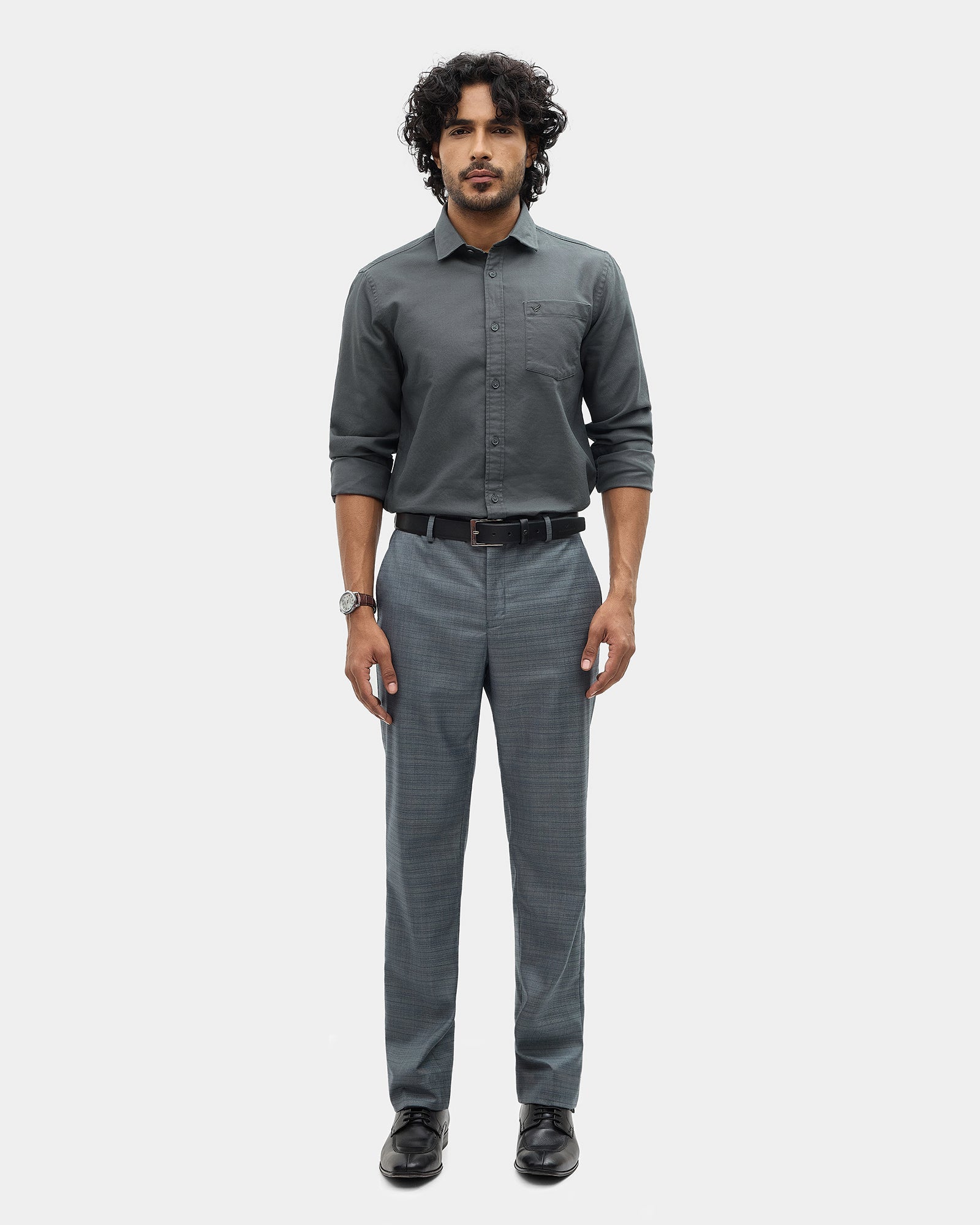 Forest Green Textured Shirt - Caty