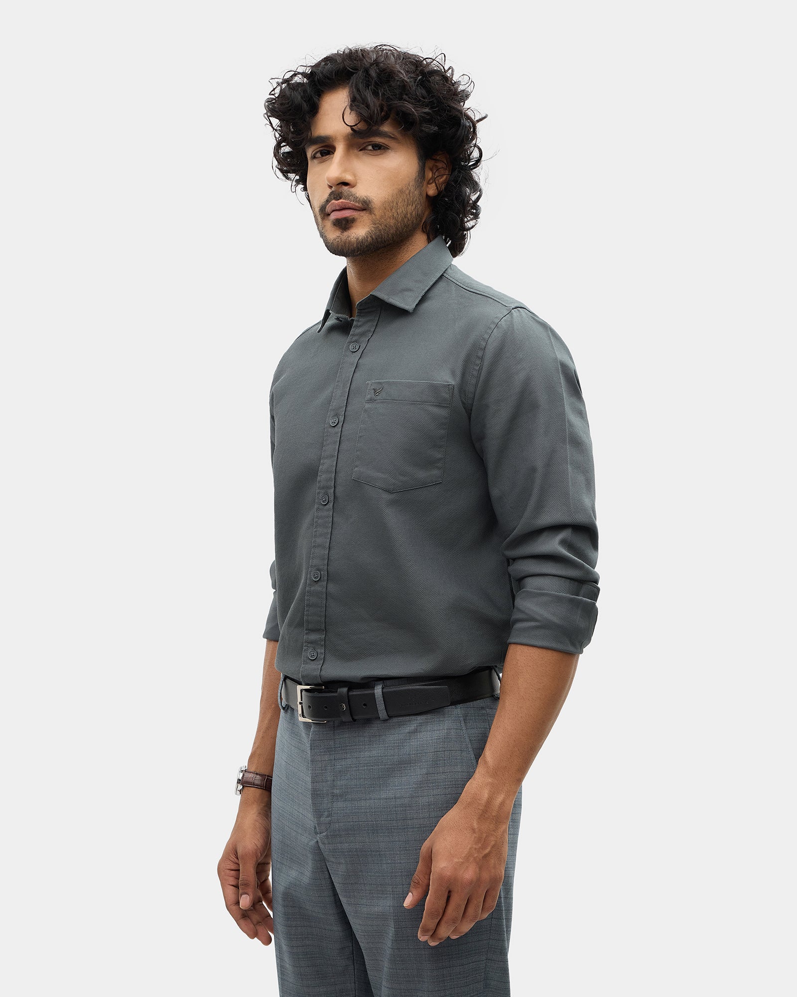 Forest Green Textured Shirt - Caty