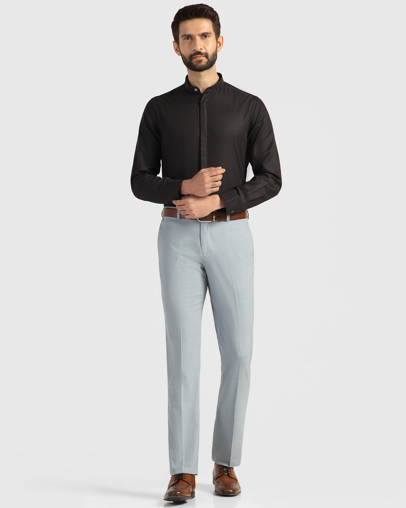 Formal Black Textured Shirt - Rome