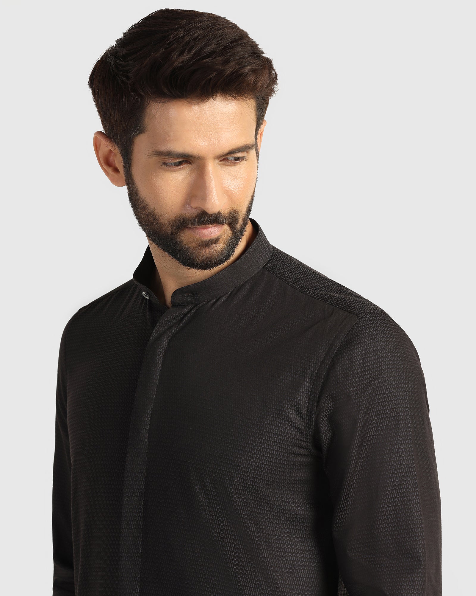 Formal Black Textured Shirt - Rome