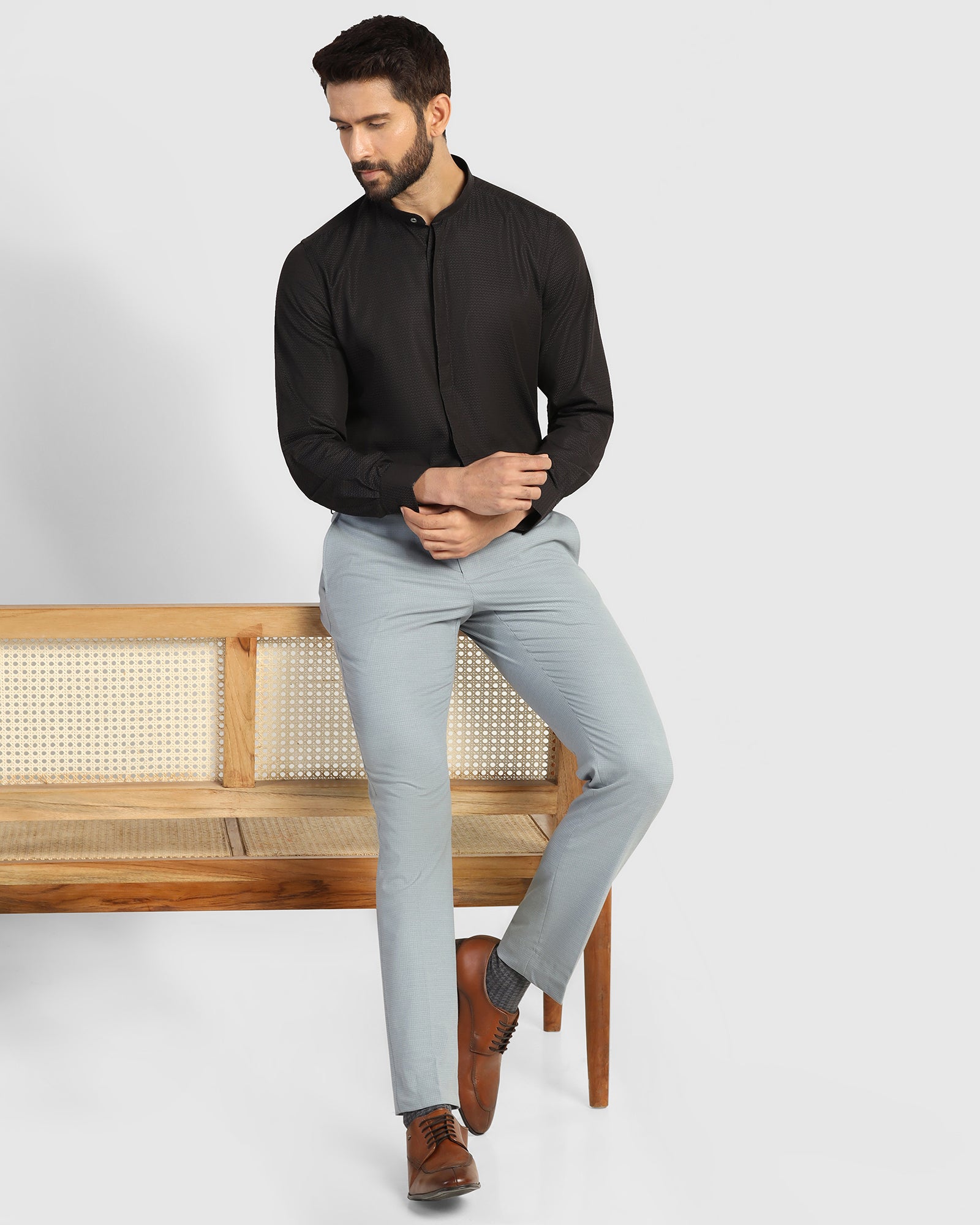 Formal Black Textured Shirt - Rome