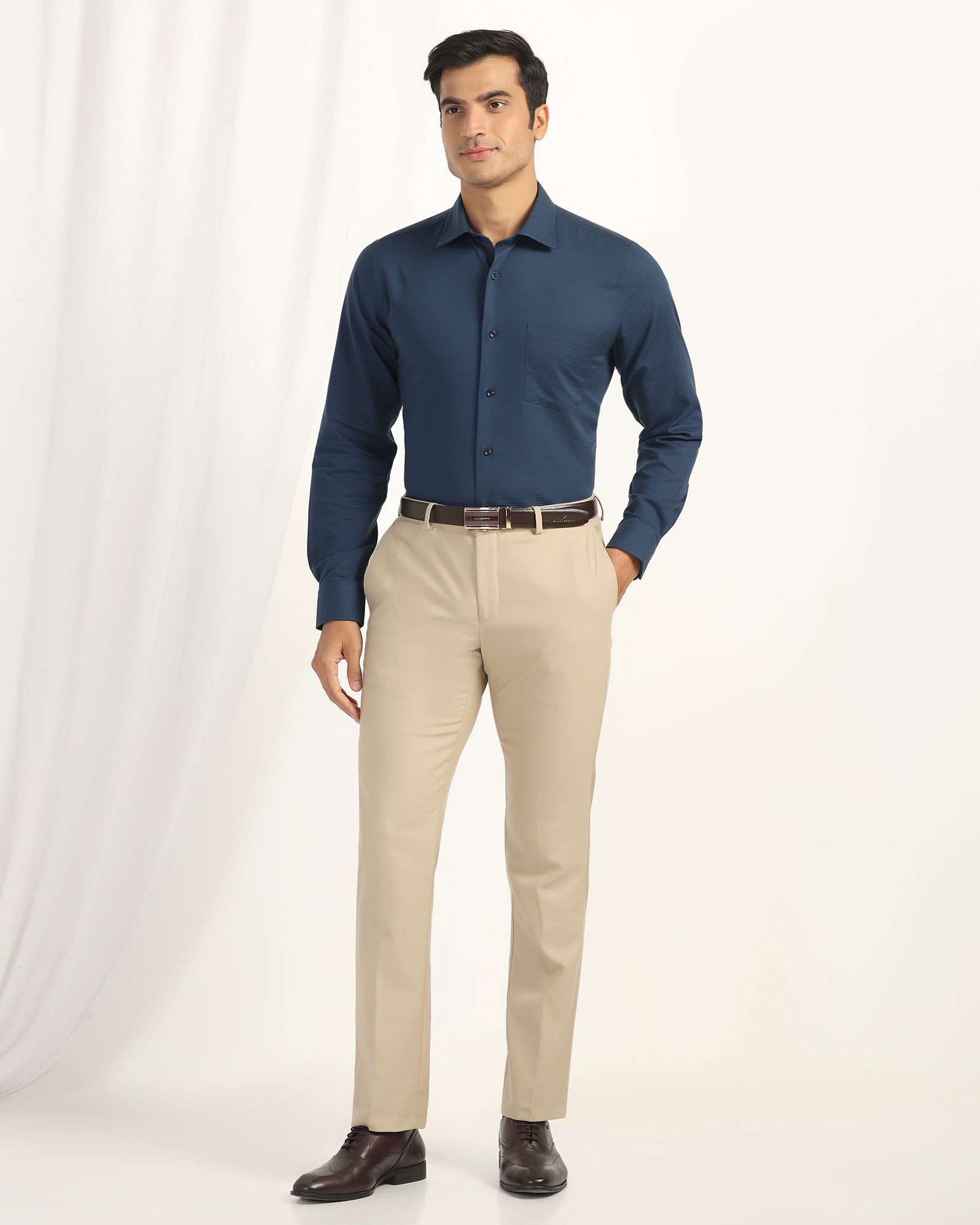 Formal Blue Stripe Shirt - Merlot