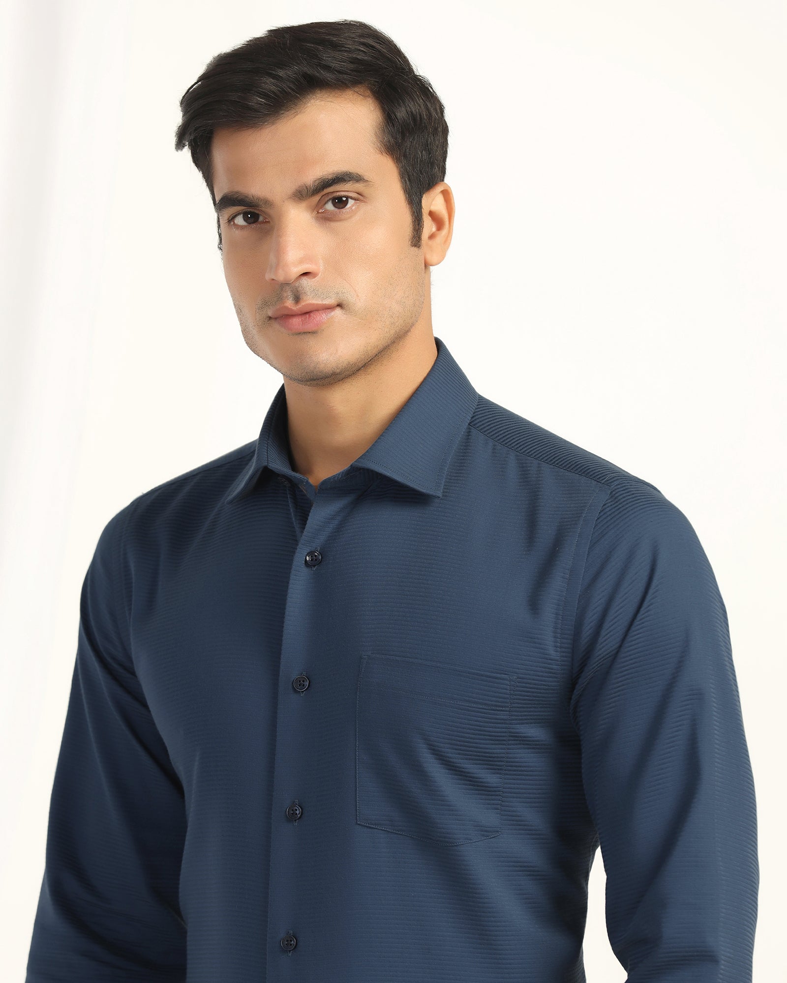 Formal Blue Stripe Shirt - Merlot