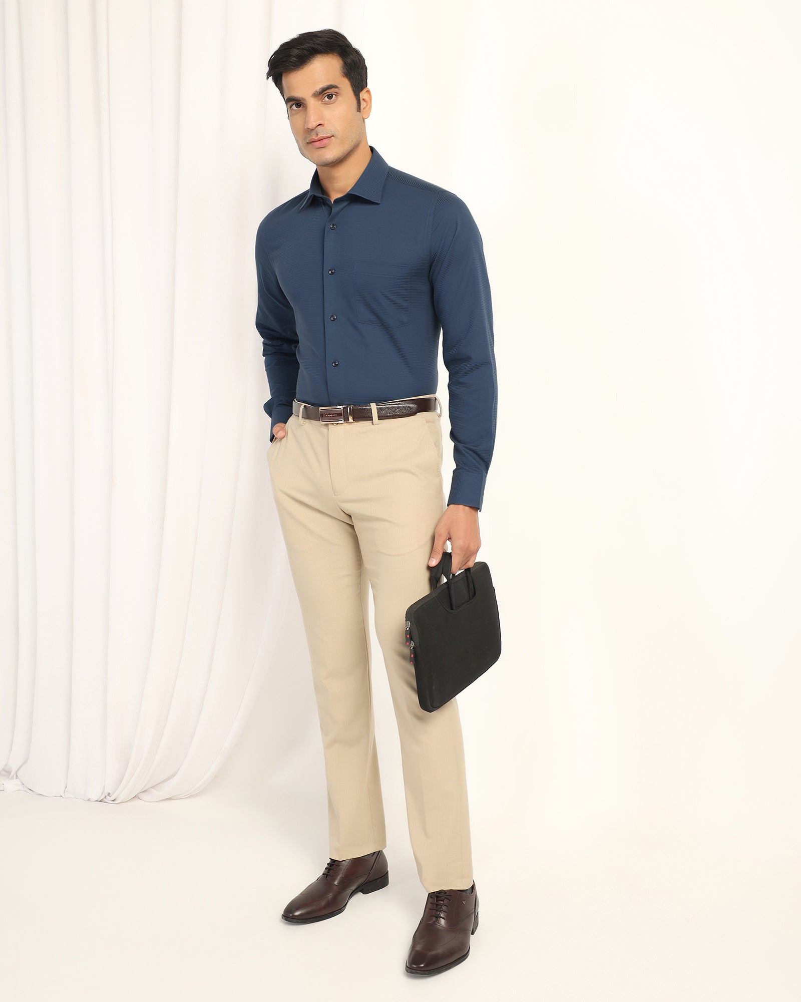 Formal Blue Stripe Shirt - Merlot