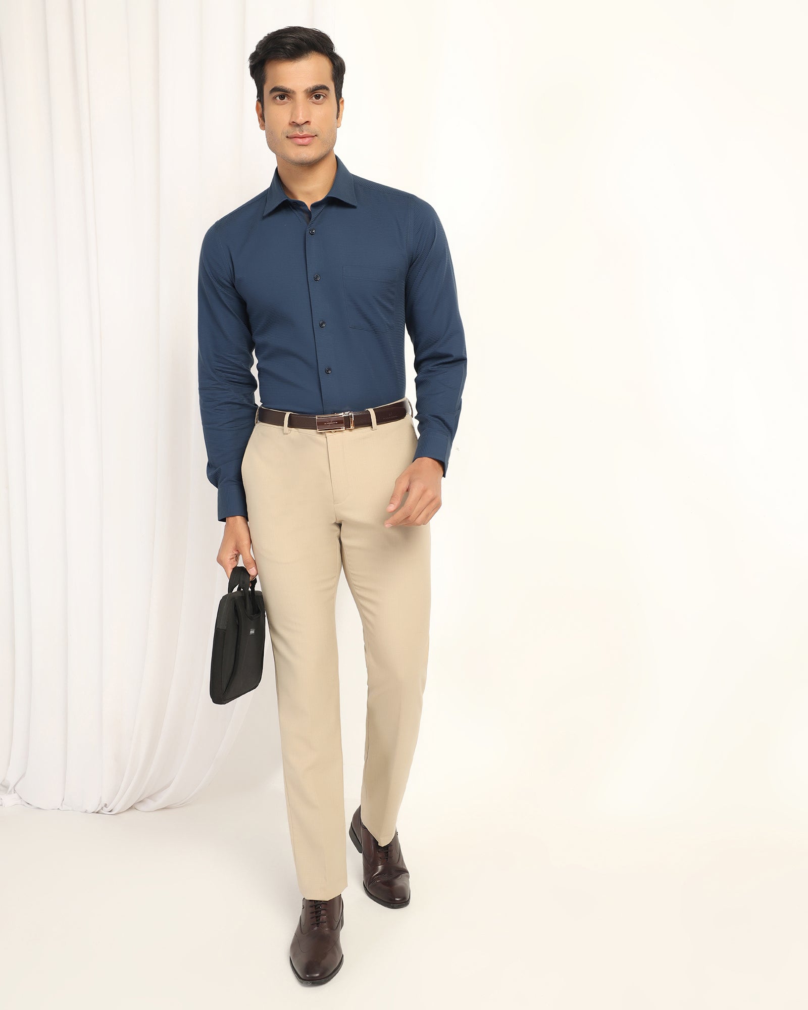 Formal Blue Stripe Shirt - Merlot