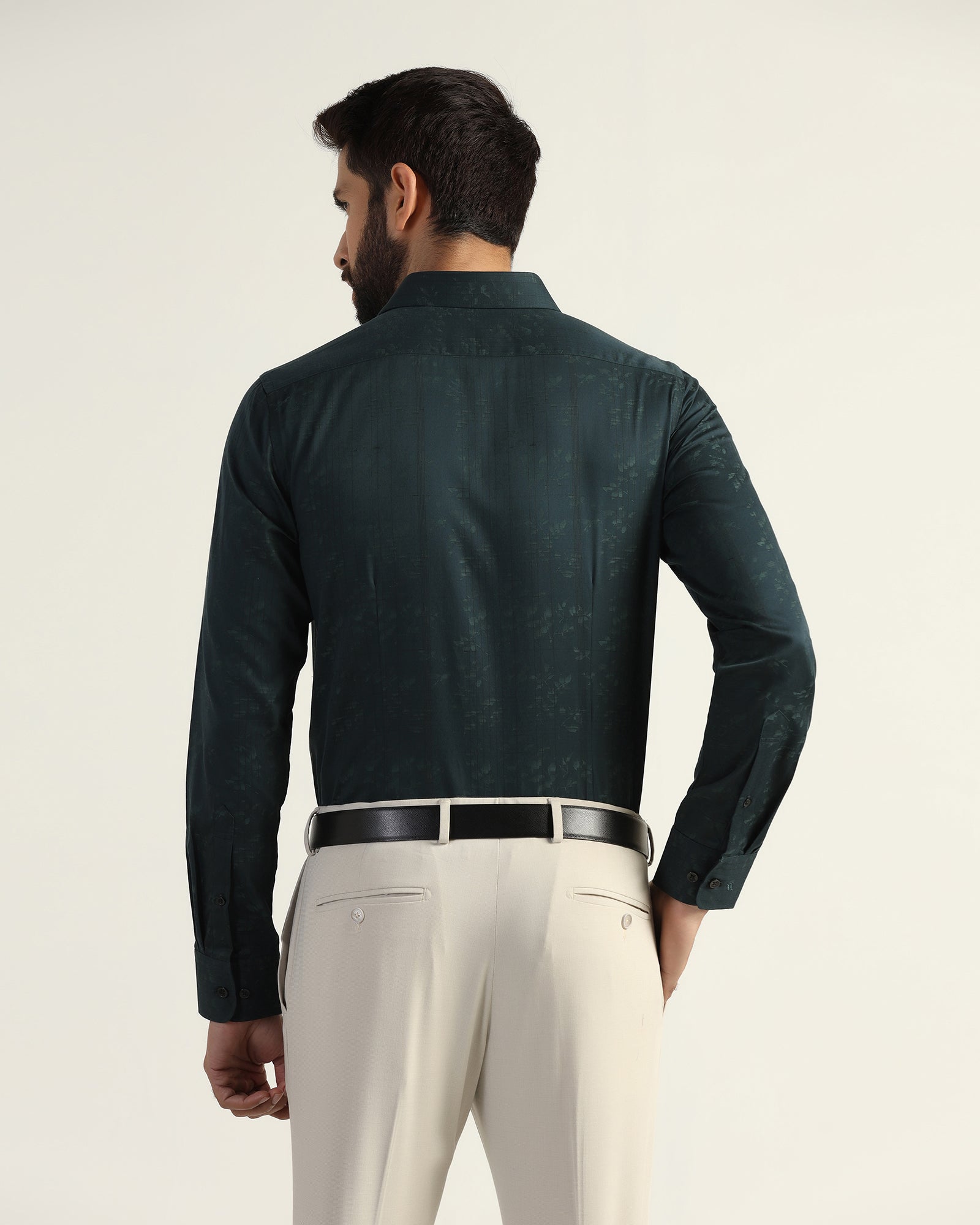 Formal Bottle Green Jacquard Shirt - Switch