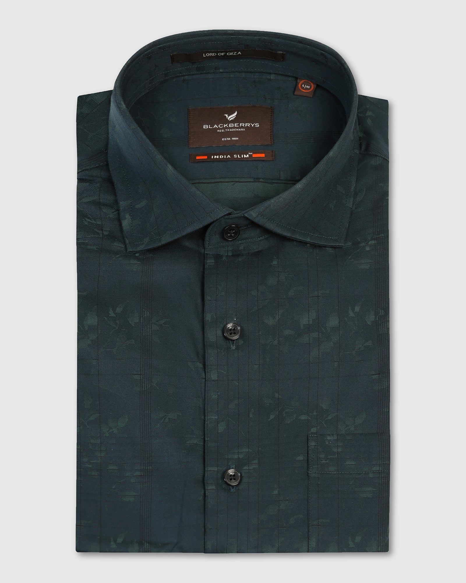 Formal Bottle Green Jacquard Shirt - Switch