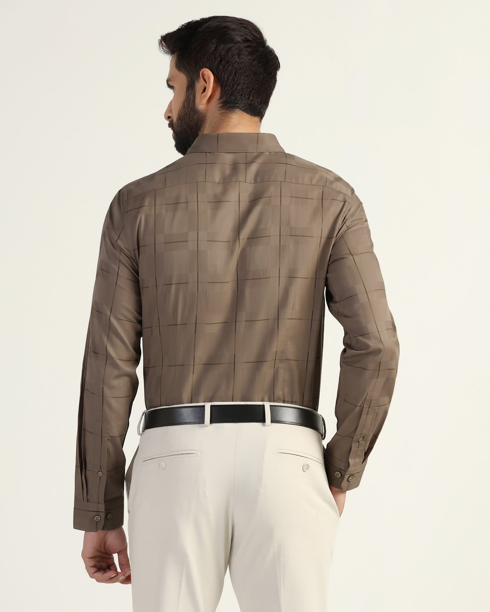 Formal Brown Check Shirt - Santro