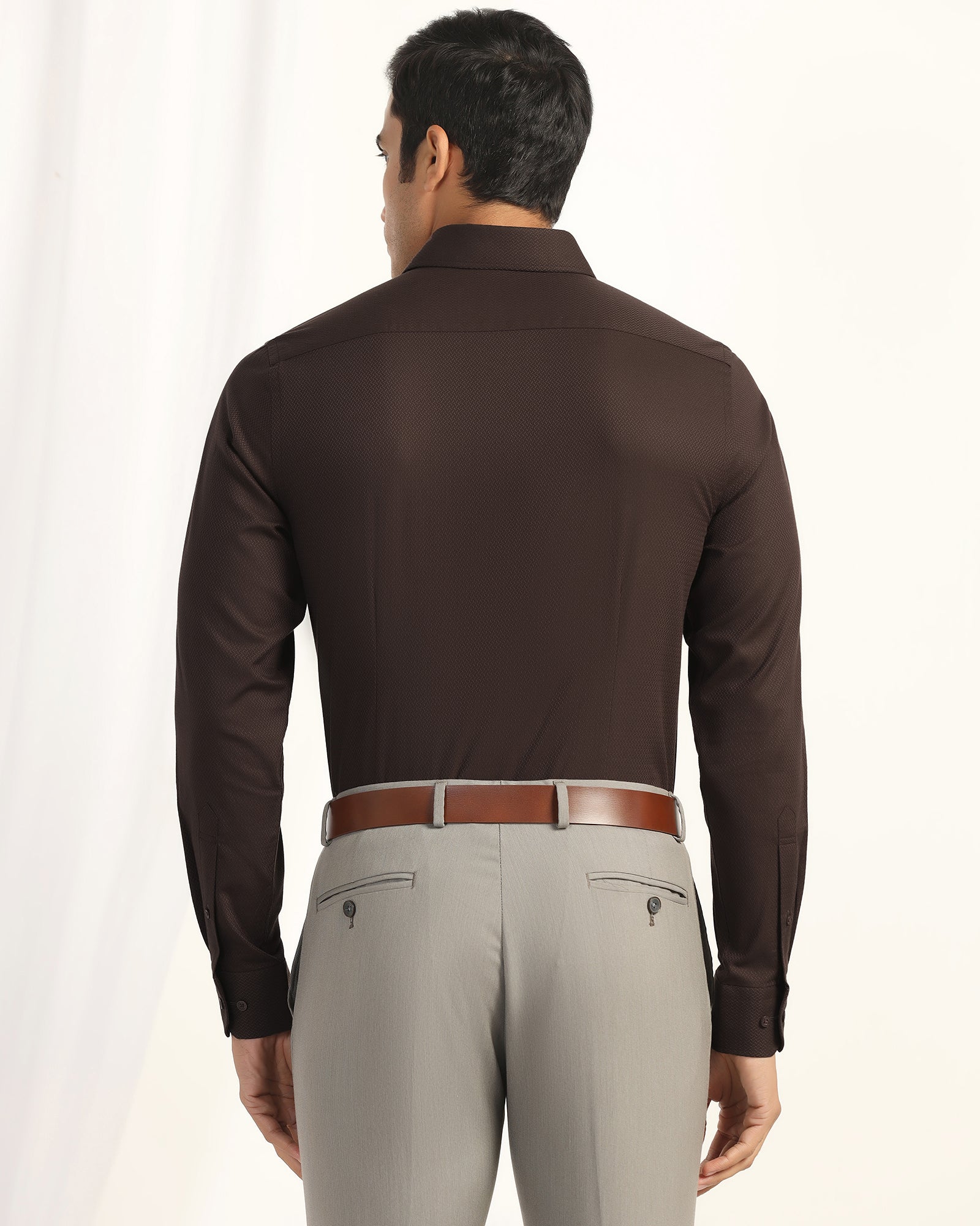 Formal Brown Textured Shirt - Dario