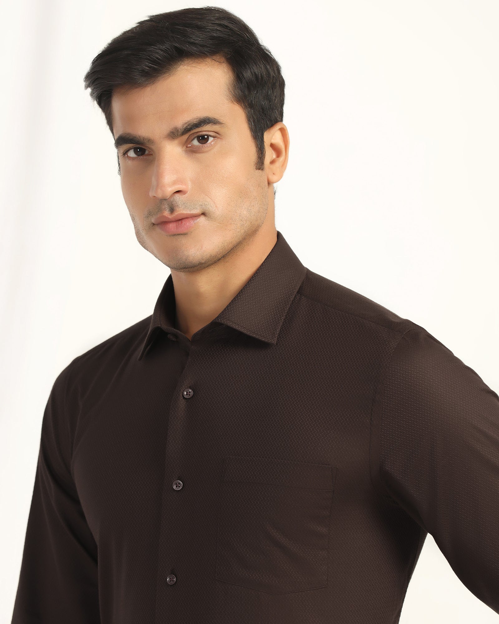 Formal Brown Textured Shirt - Dario