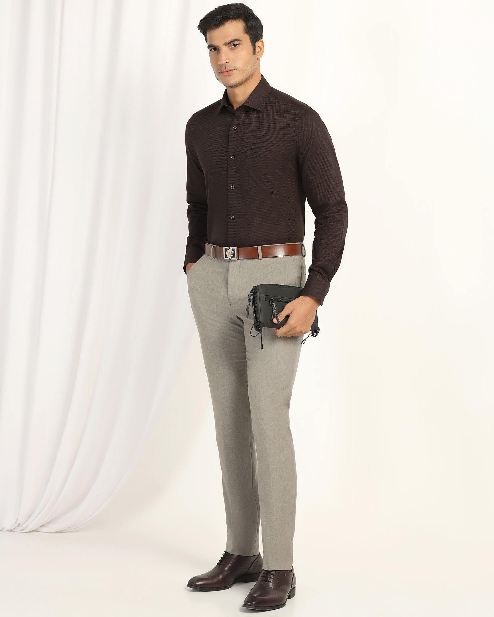 Formal Brown Textured Shirt - Dario