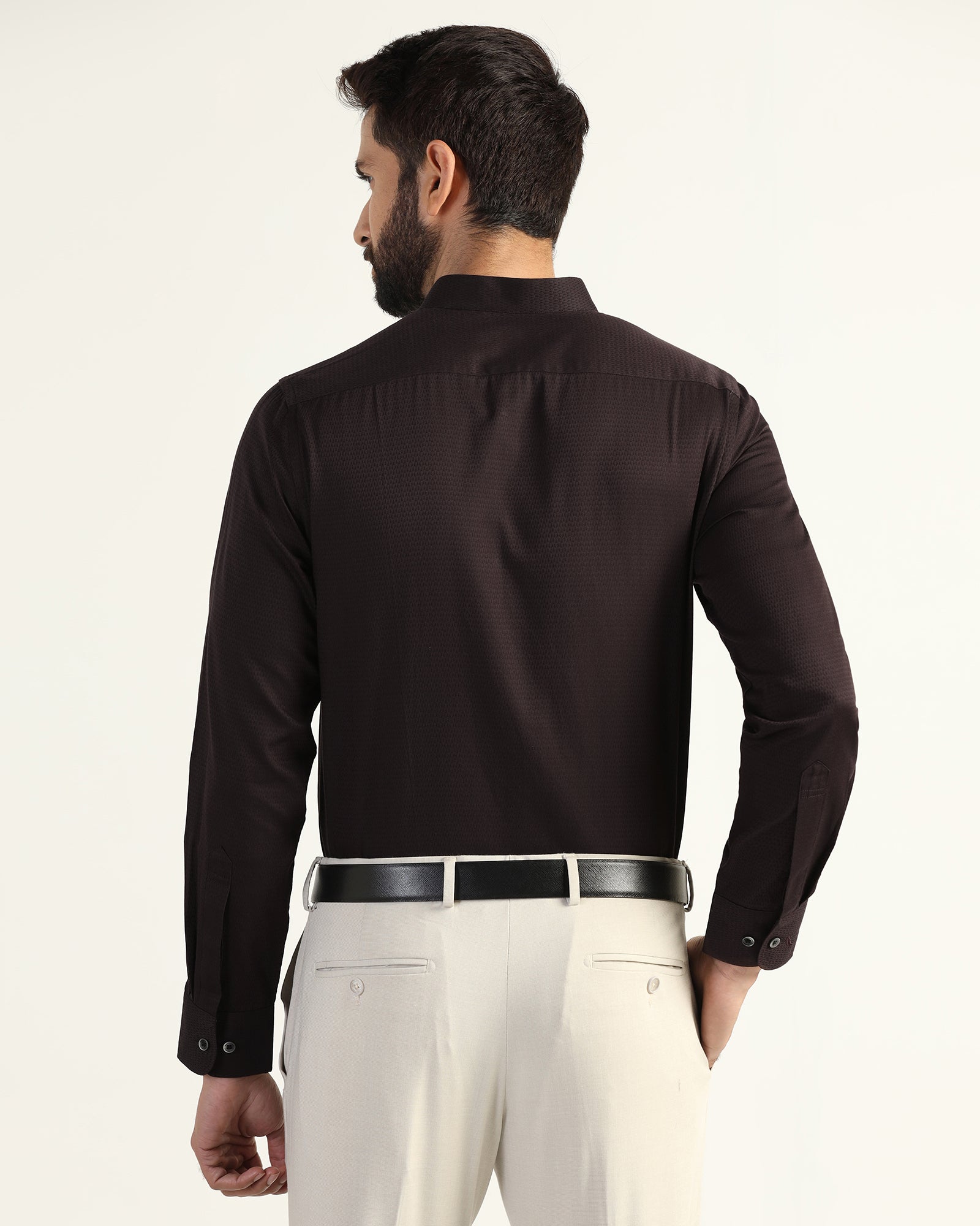 Formal Brown Textured Shirt - Rome
