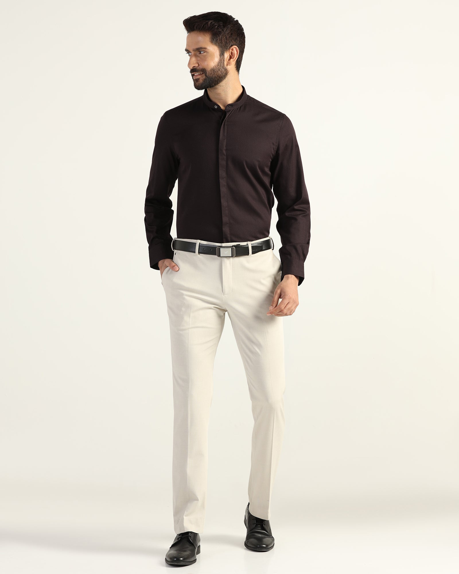 Formal Brown Textured Shirt - Rome