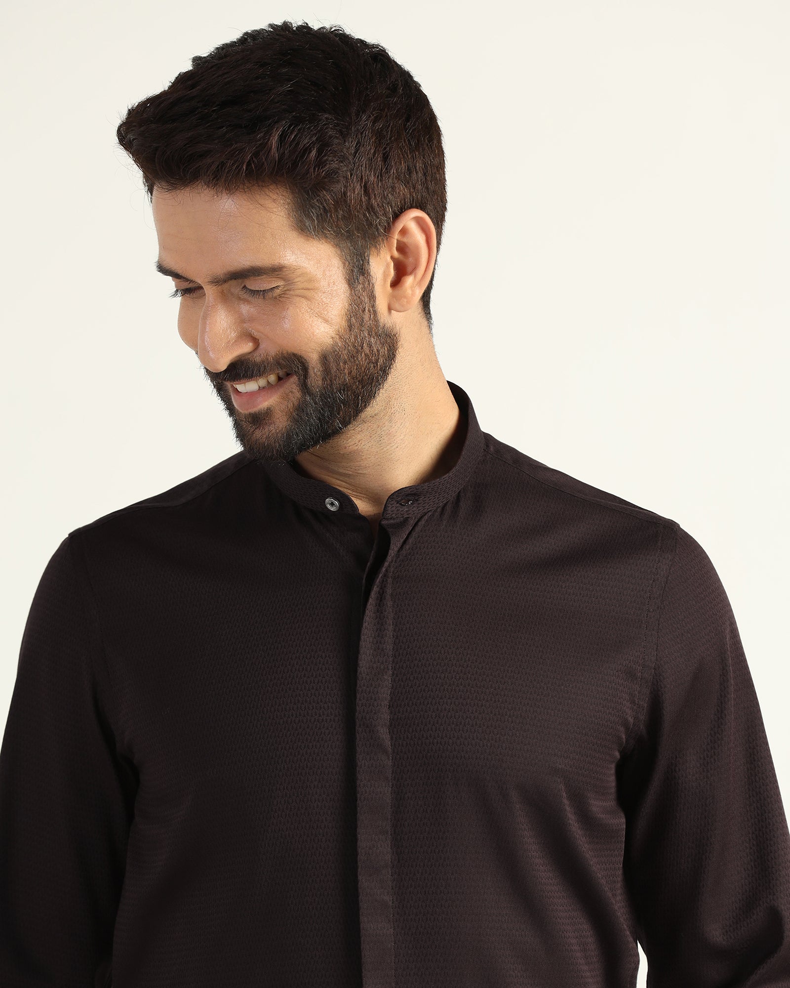 Formal Brown Textured Shirt - Rome