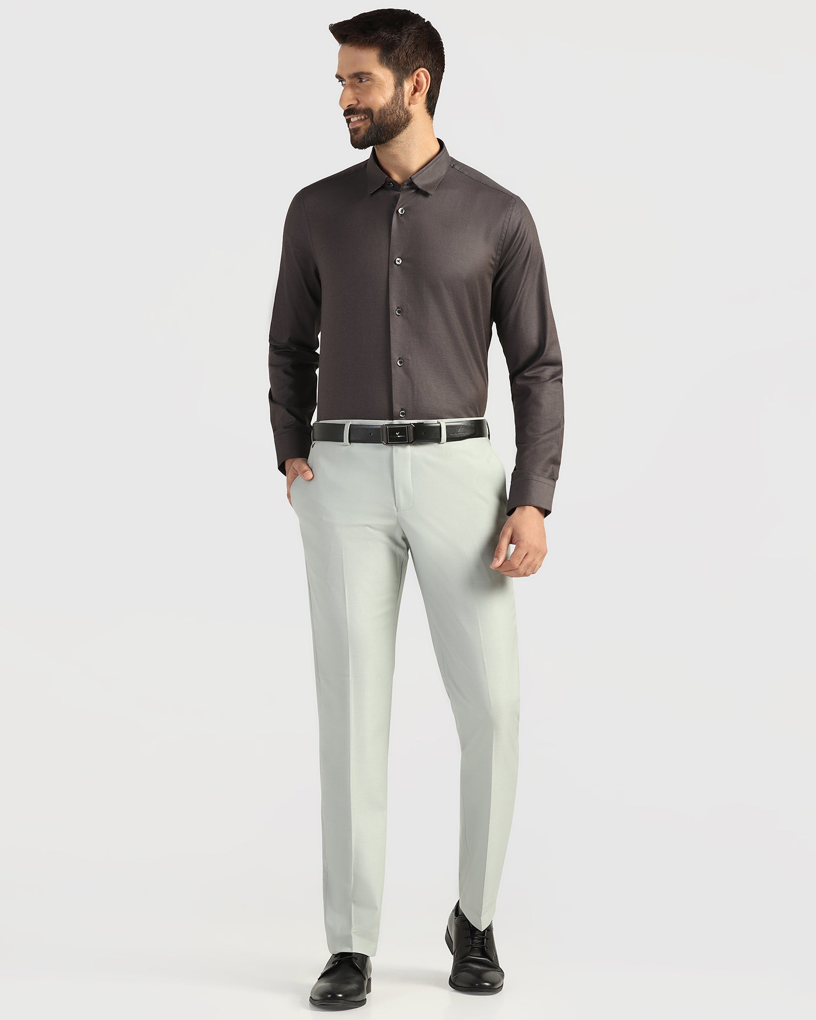 Formal Grey Textured Shirt - Amaze