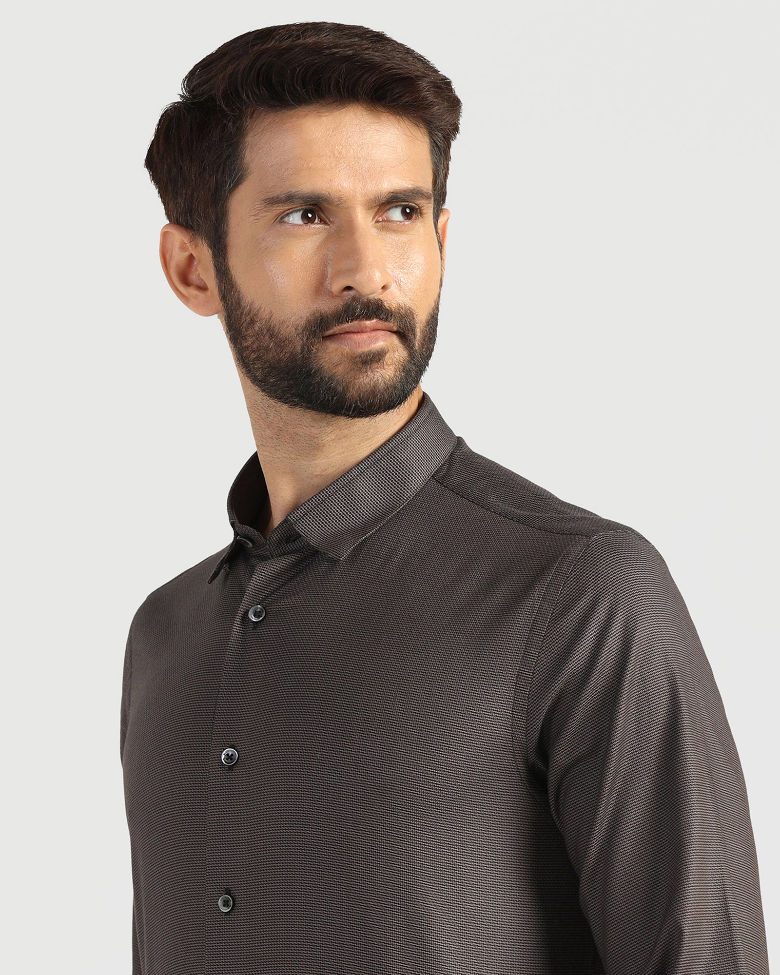 Formal Grey Textured Shirt - Amaze