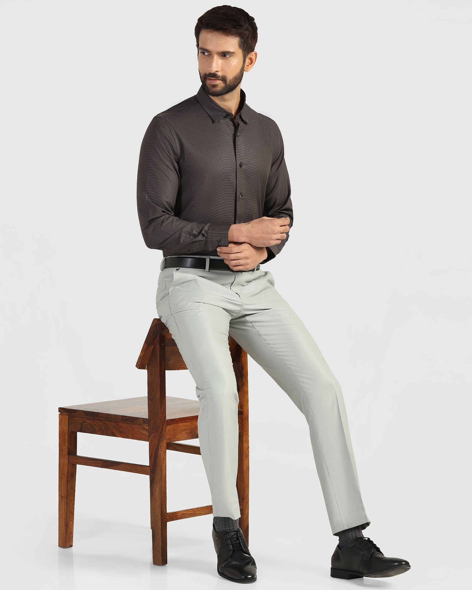 Formal Grey Textured Shirt - Amaze