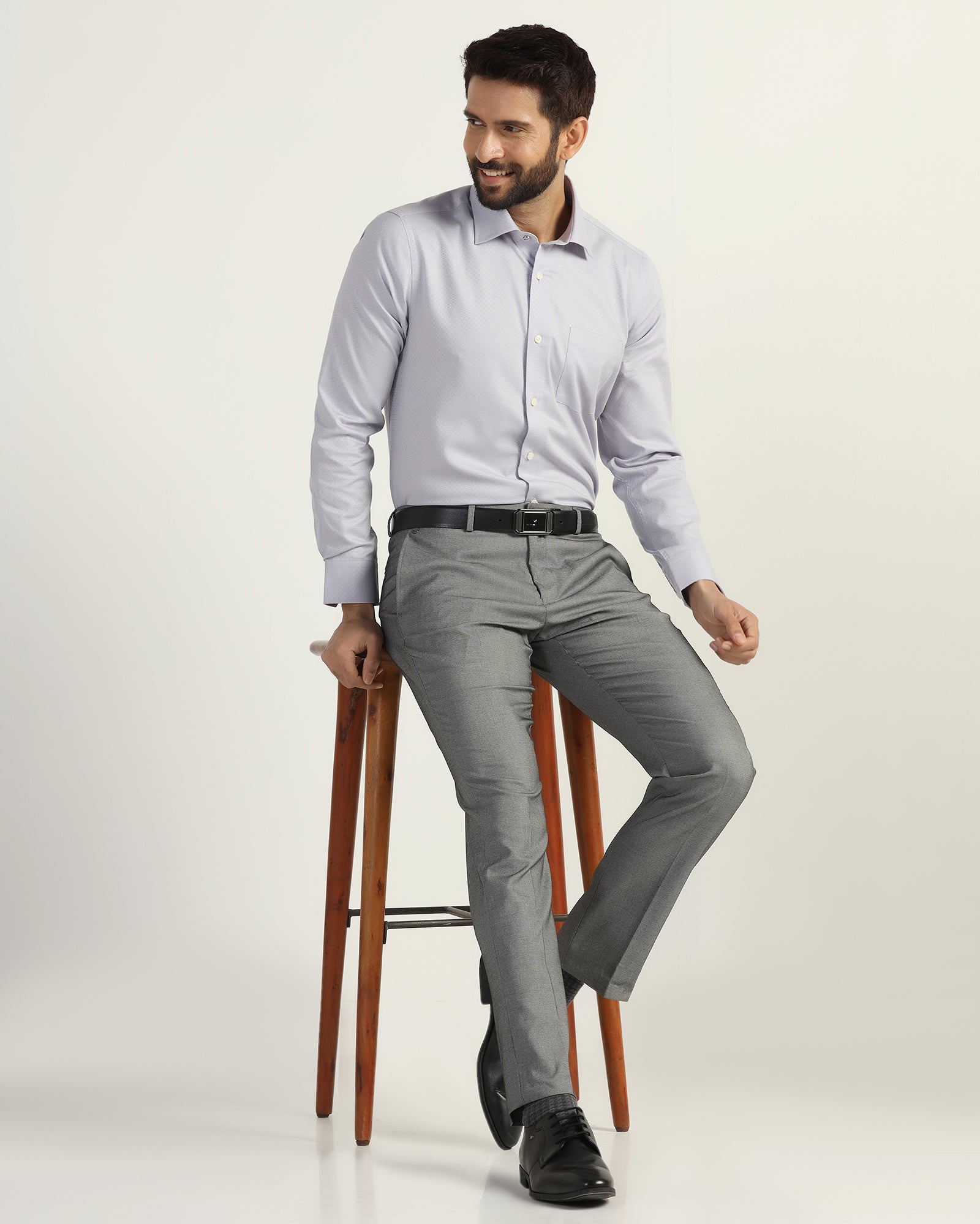 Formal Lavender Textured Shirt - Brick