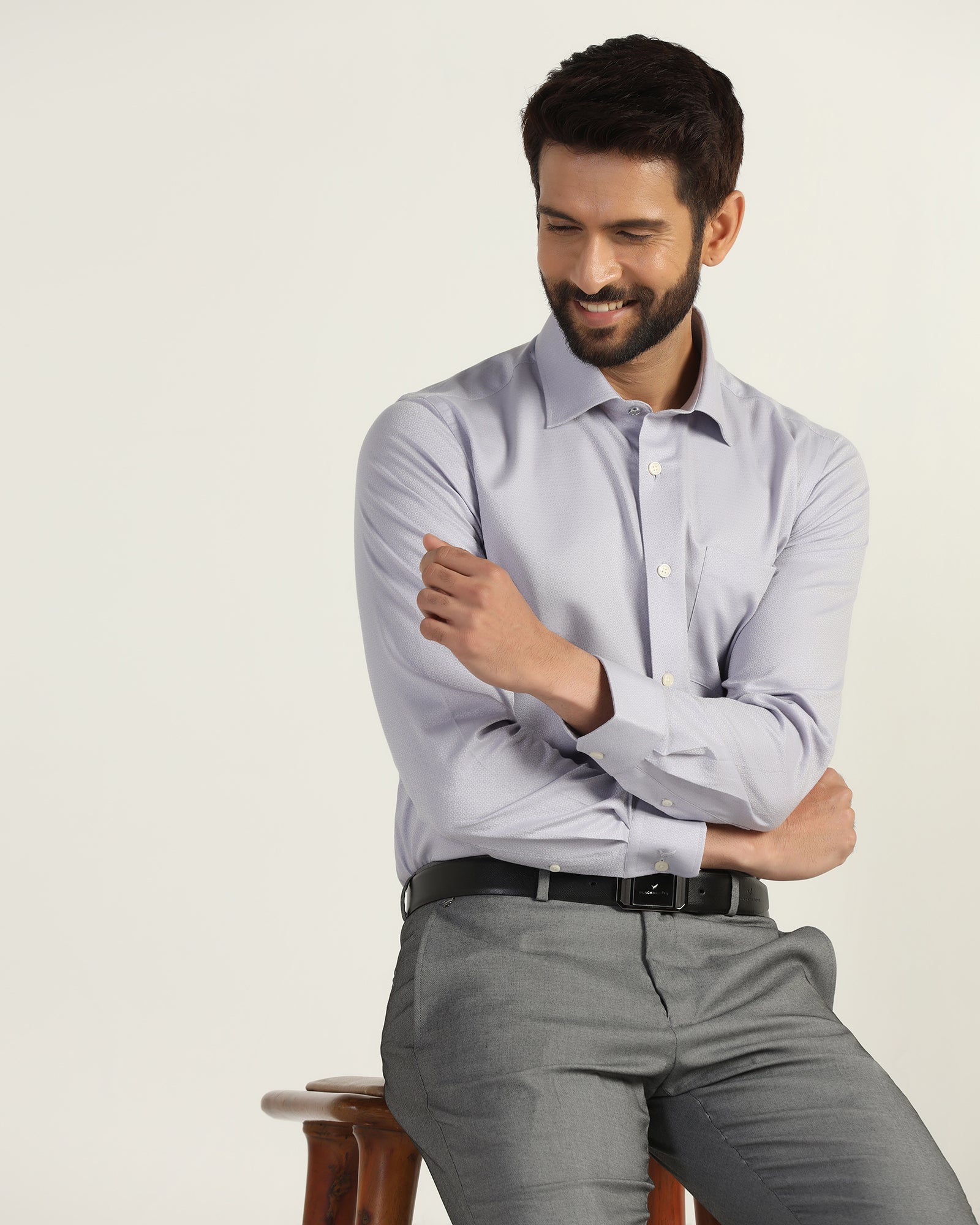 Formal Lavender Textured Shirt - Brick