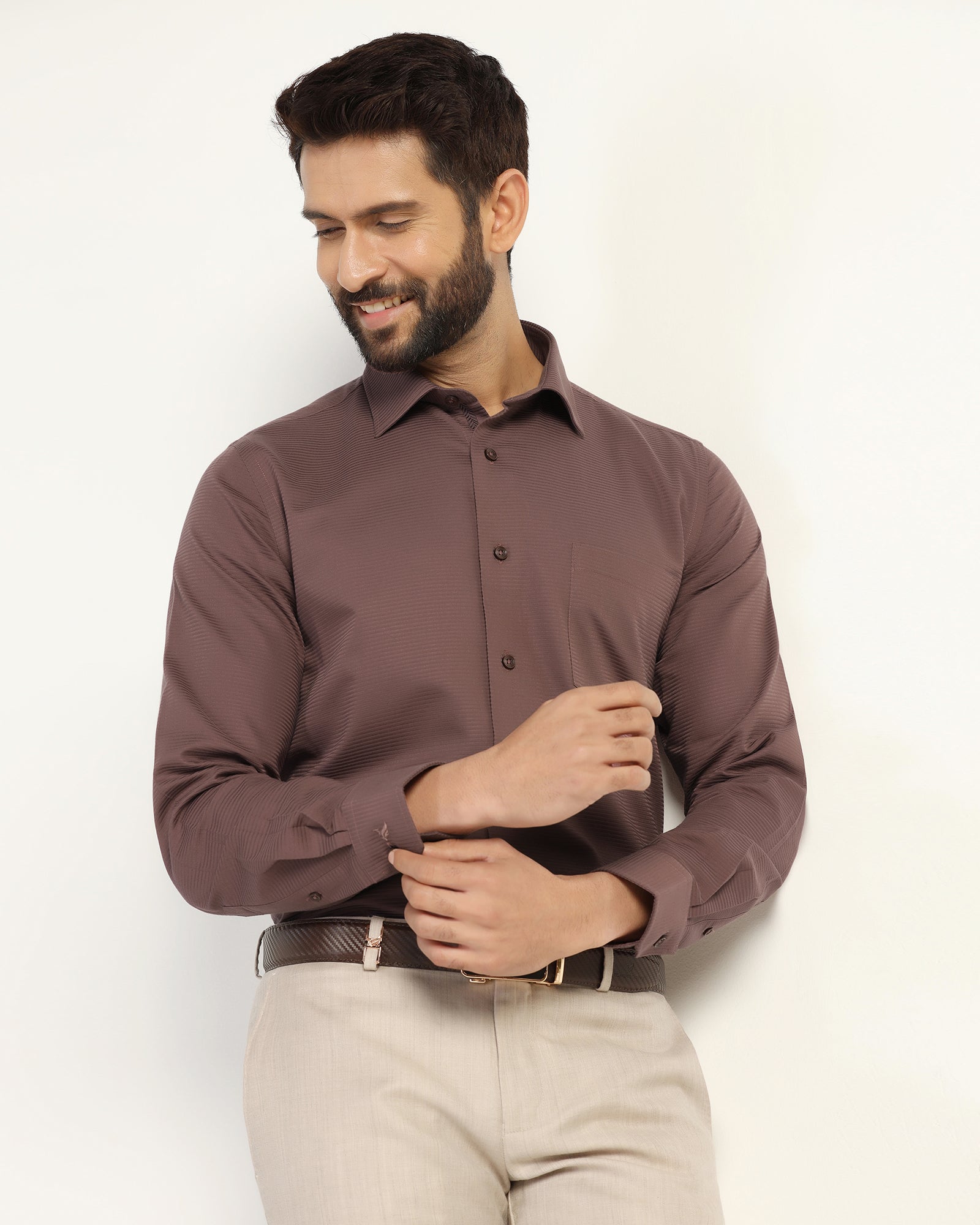 Formal Maroon Stripe Shirt - Merlot