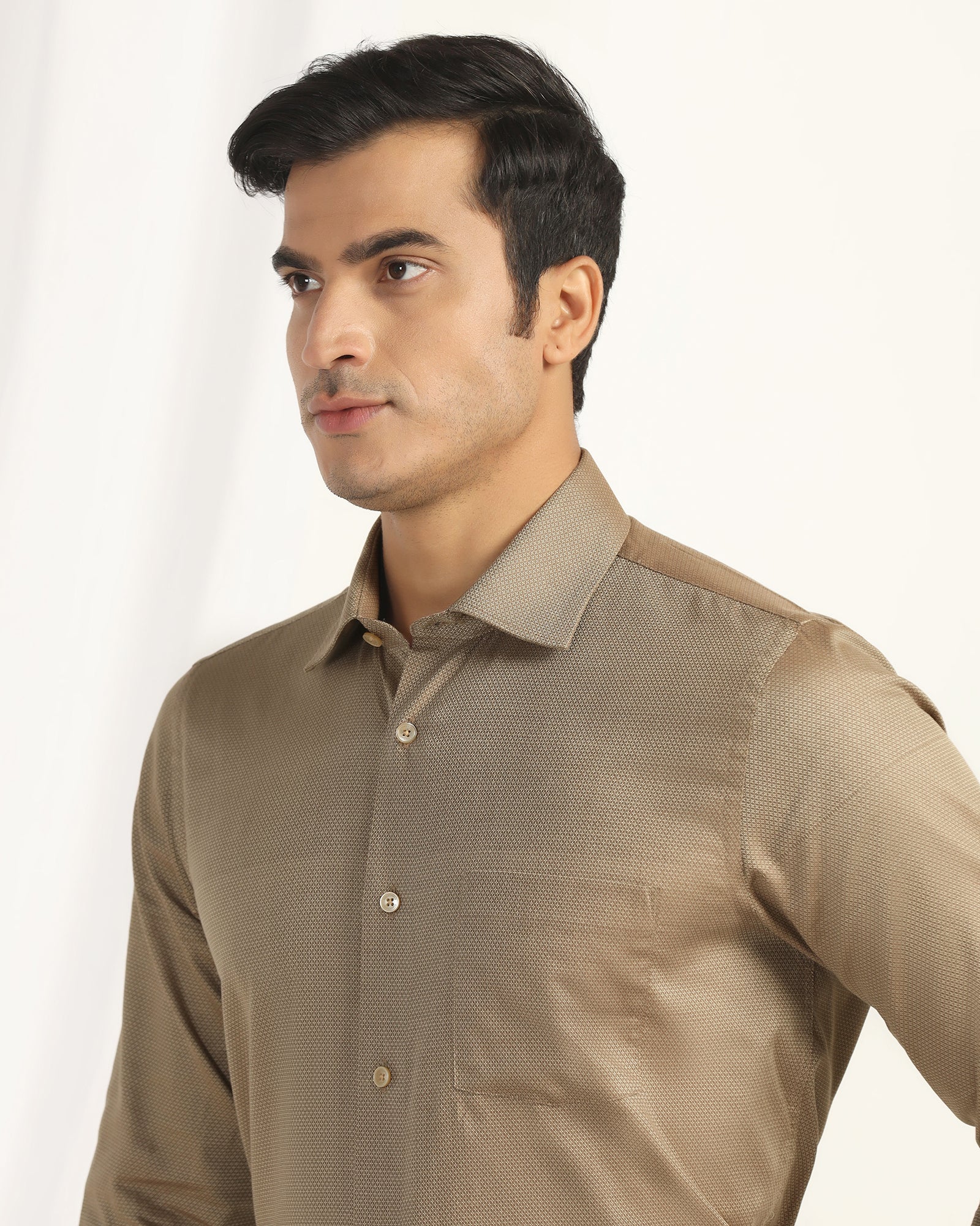Formal Ochre Textured Shirt - Punch