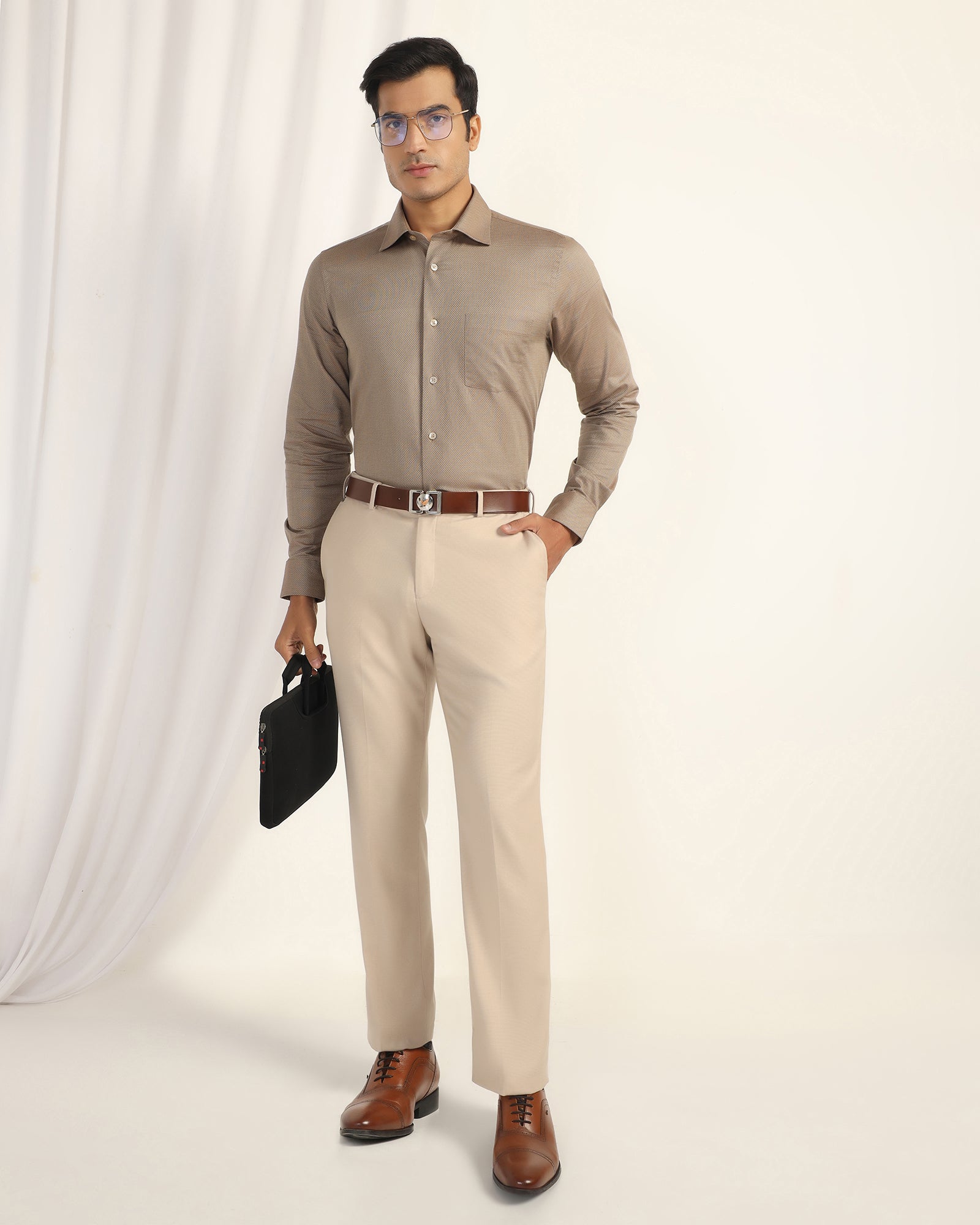 Formal Ochre Textured Shirt - Punch