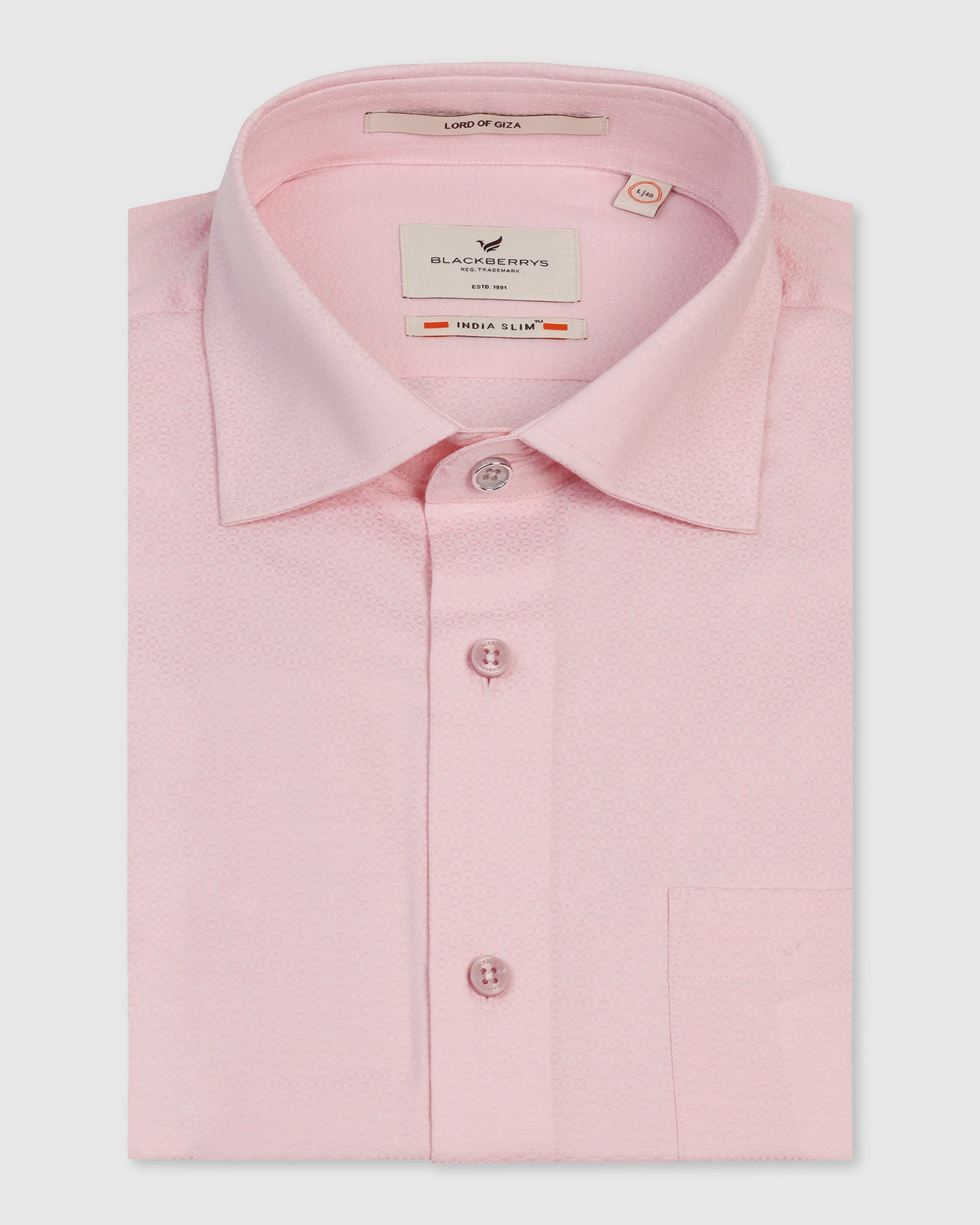 Formal Pink Textured Shirt - Brick