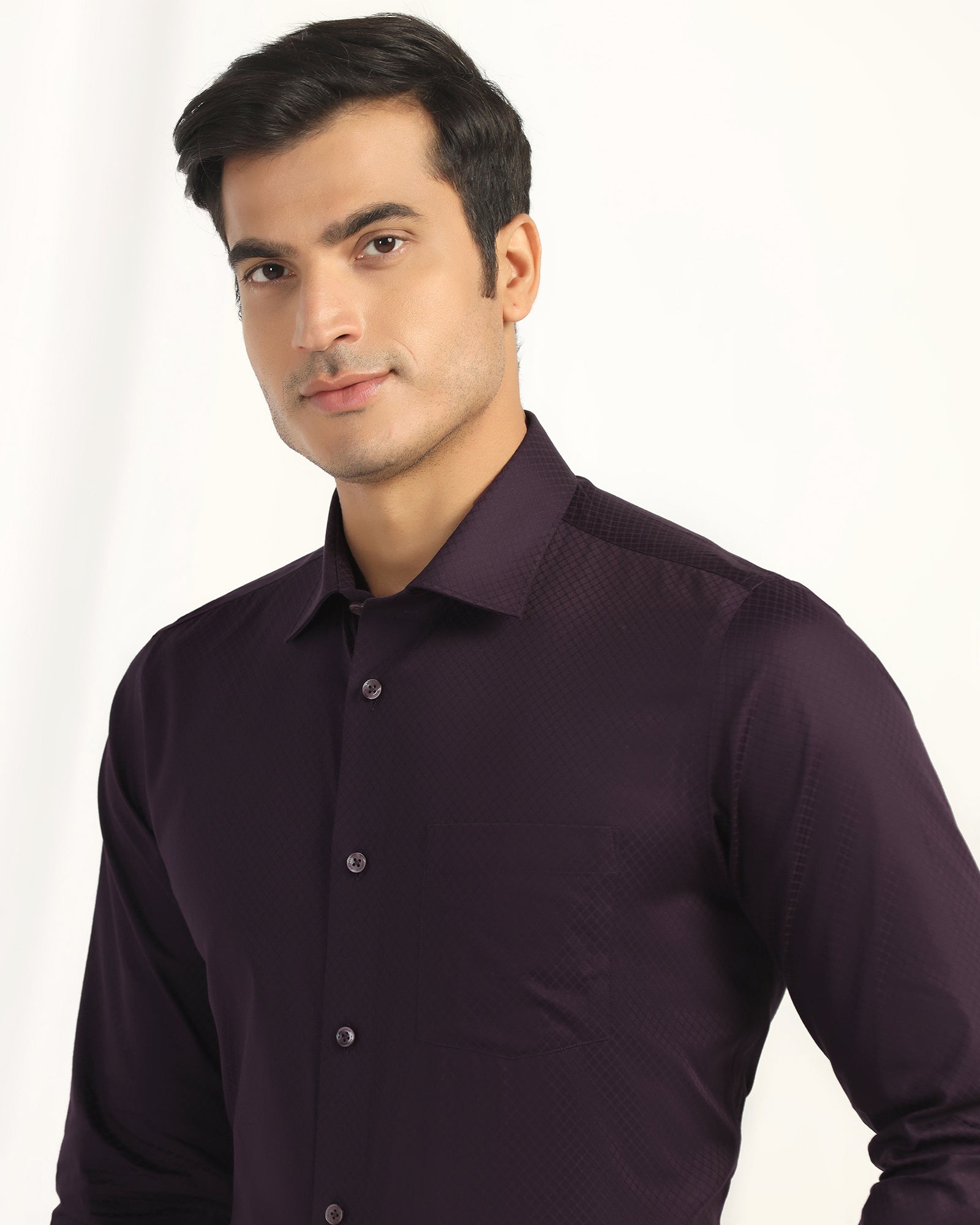 Formal Purple Textured Shirt - Shark