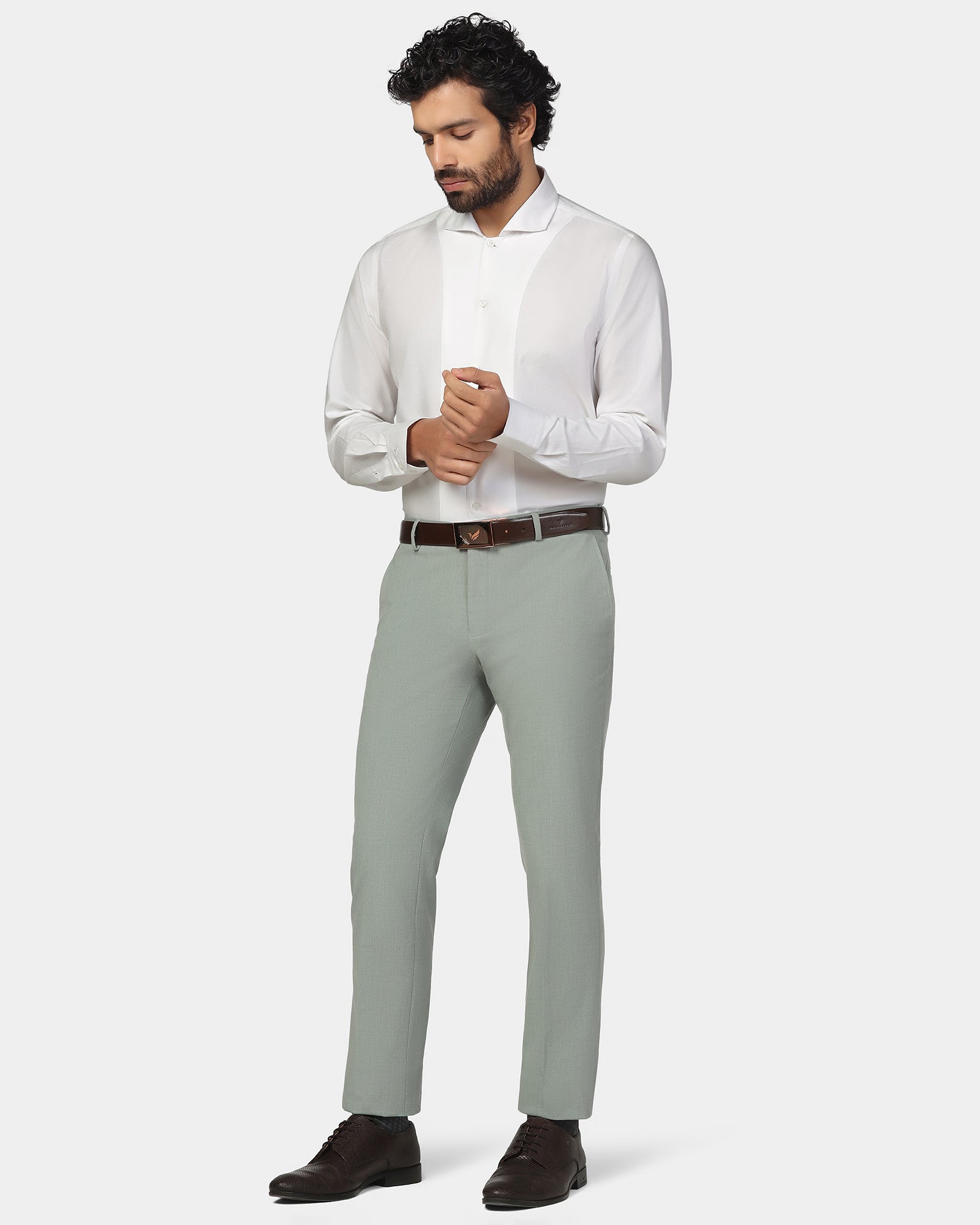 Formal Super White Textured Shirt - Plot