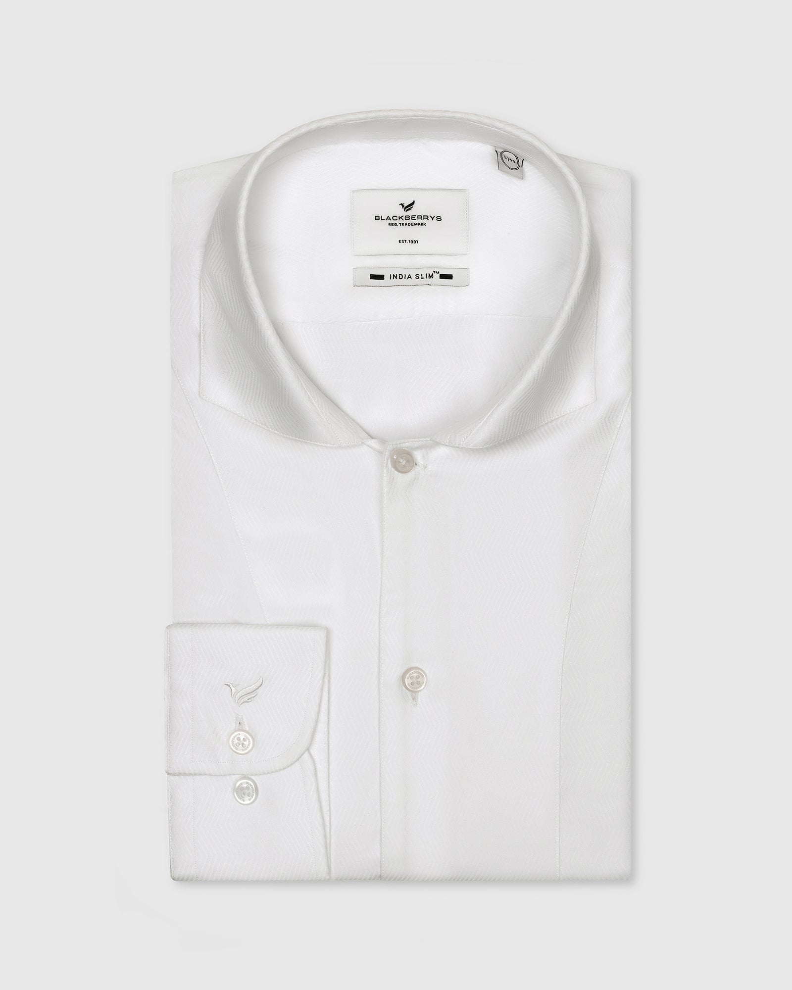 Formal Super White Textured Shirt - Plot