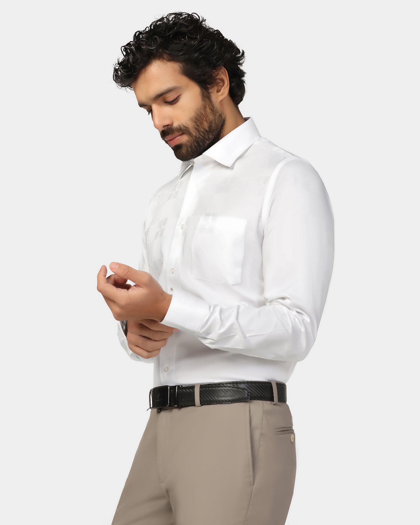 Formal Super White Jacquard Shirt - Young