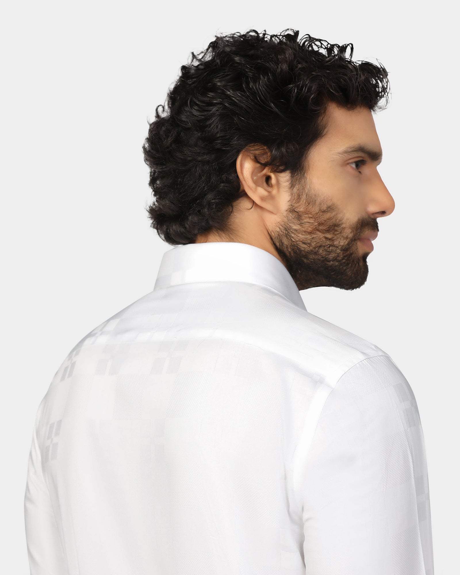 Formal Super White Jacquard Shirt - Young