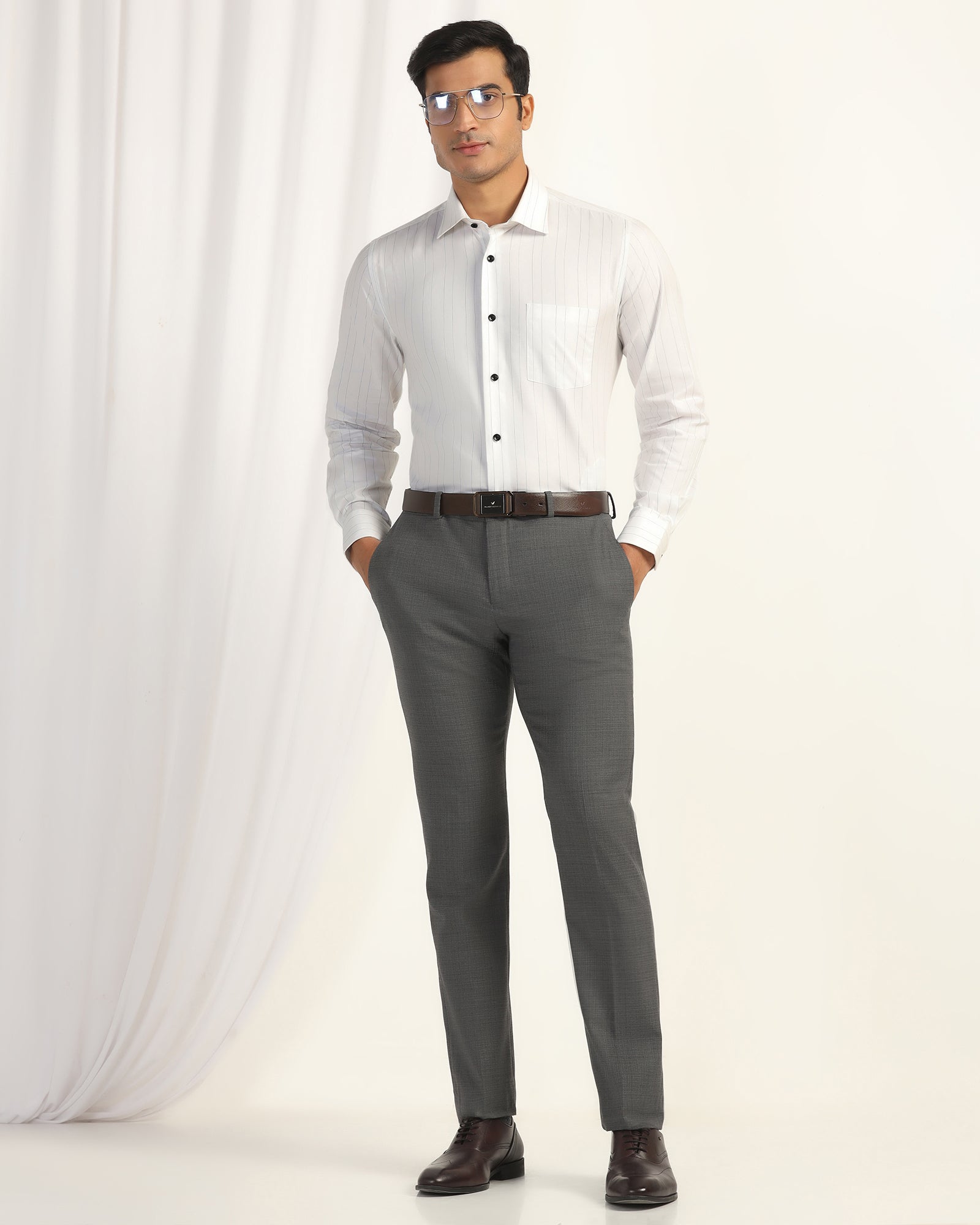 Formal White Stripe Shirt - Austin