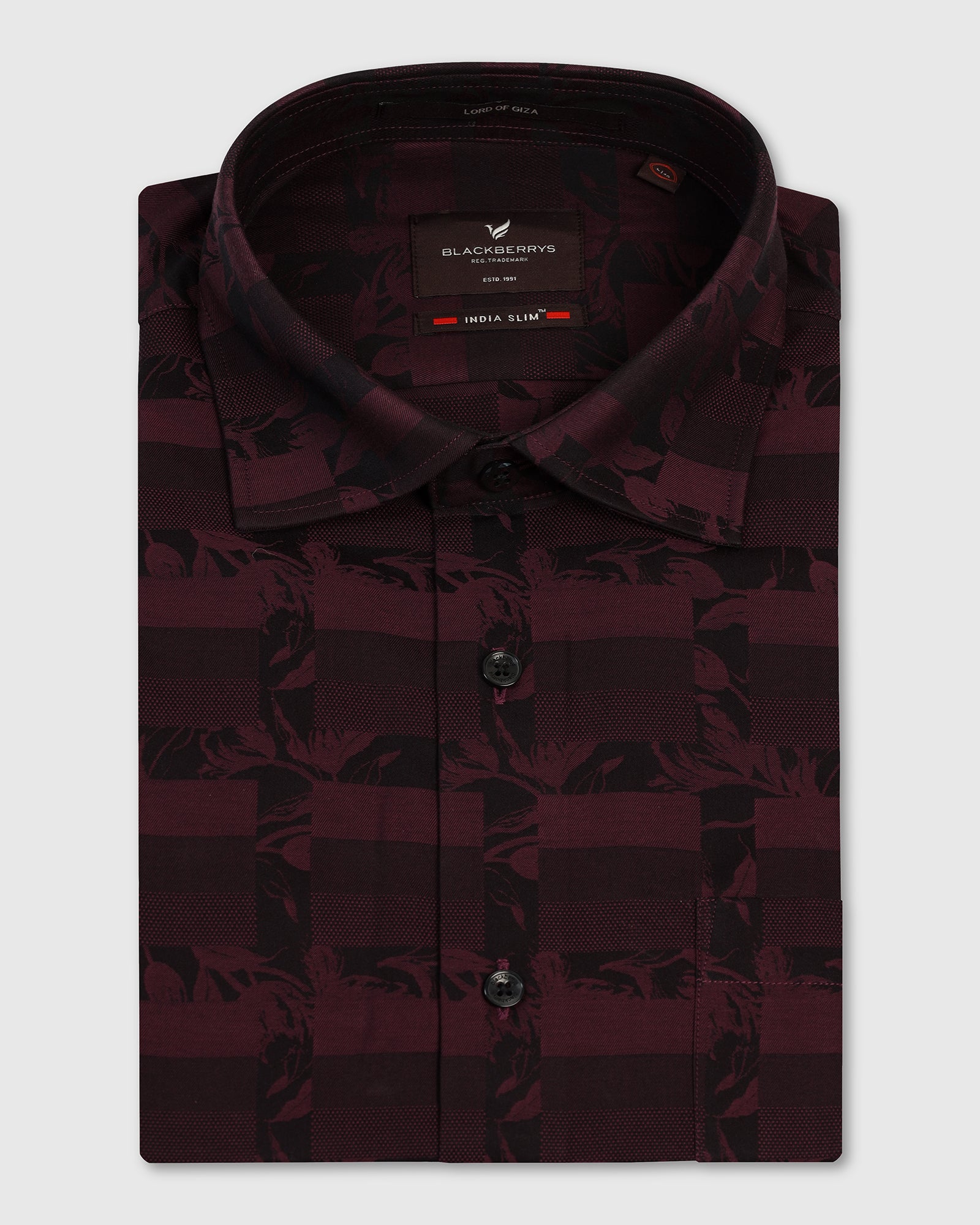 Formal Wine Jacquard Shirt - Latin