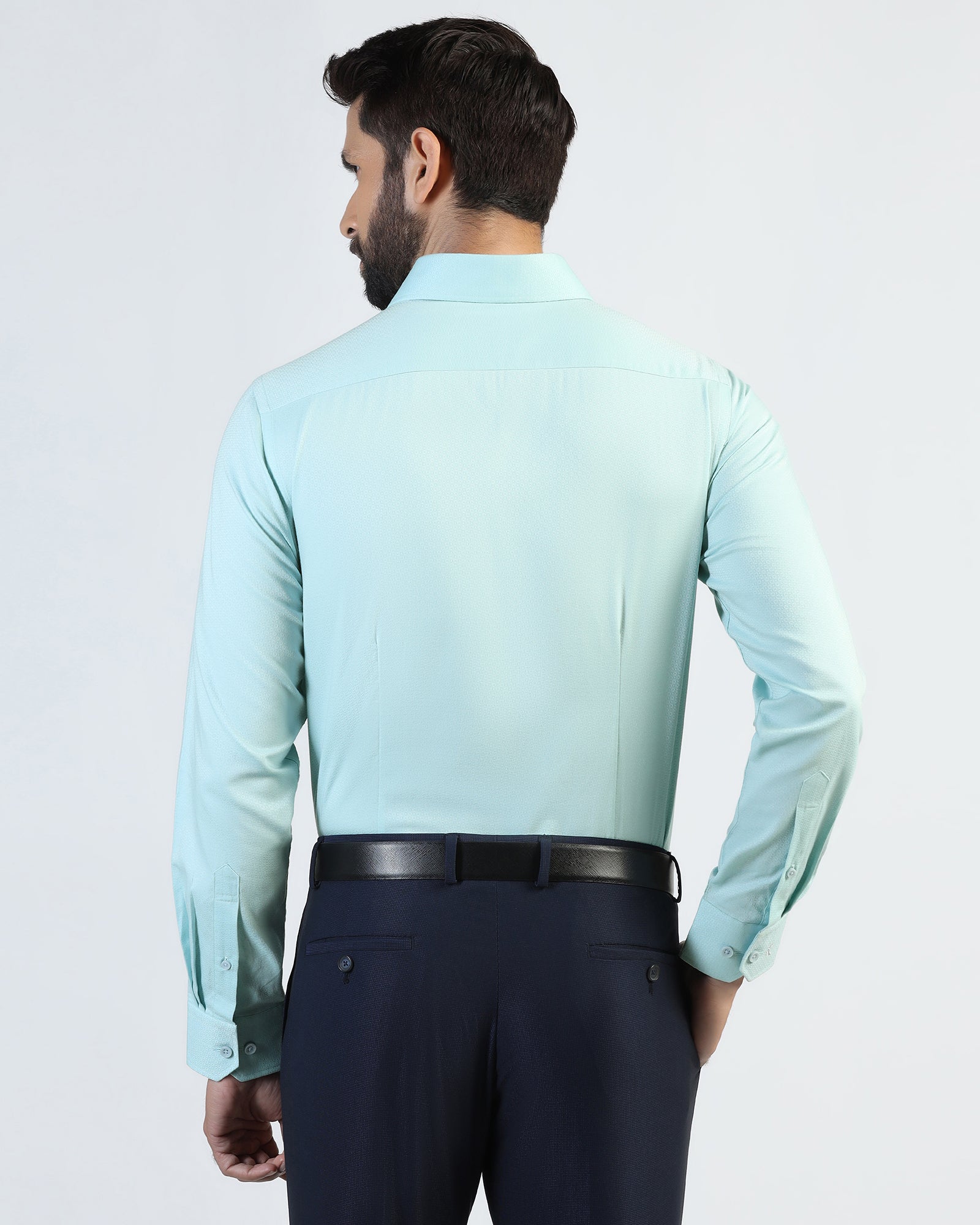 Formal Aqua Textured Shirt - Brick