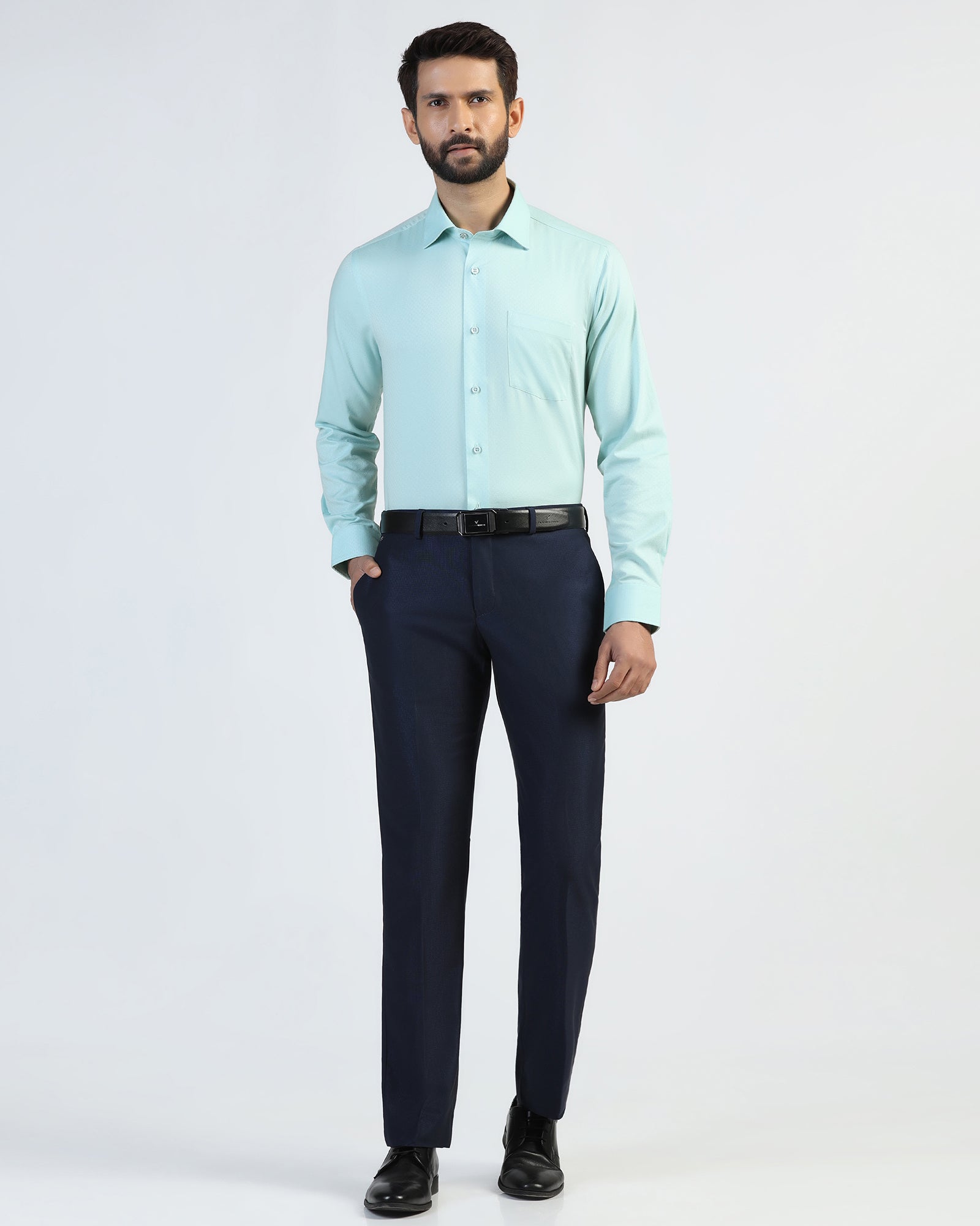Formal Aqua Textured Shirt - Brick
