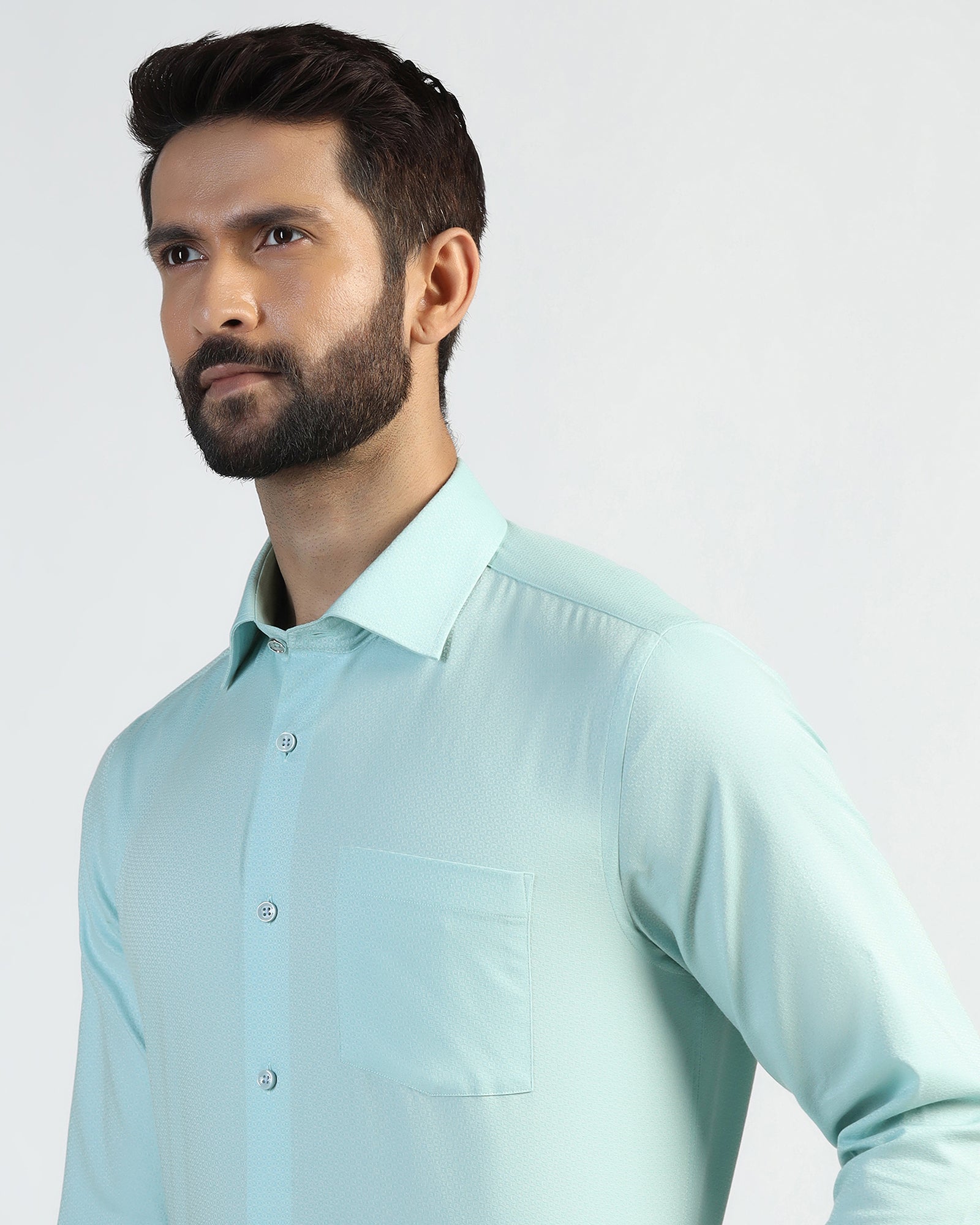 Formal Aqua Textured Shirt - Brick