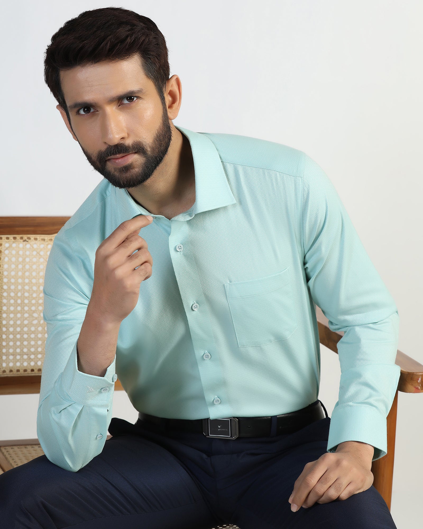 Formal Aqua Textured Shirt - Brick