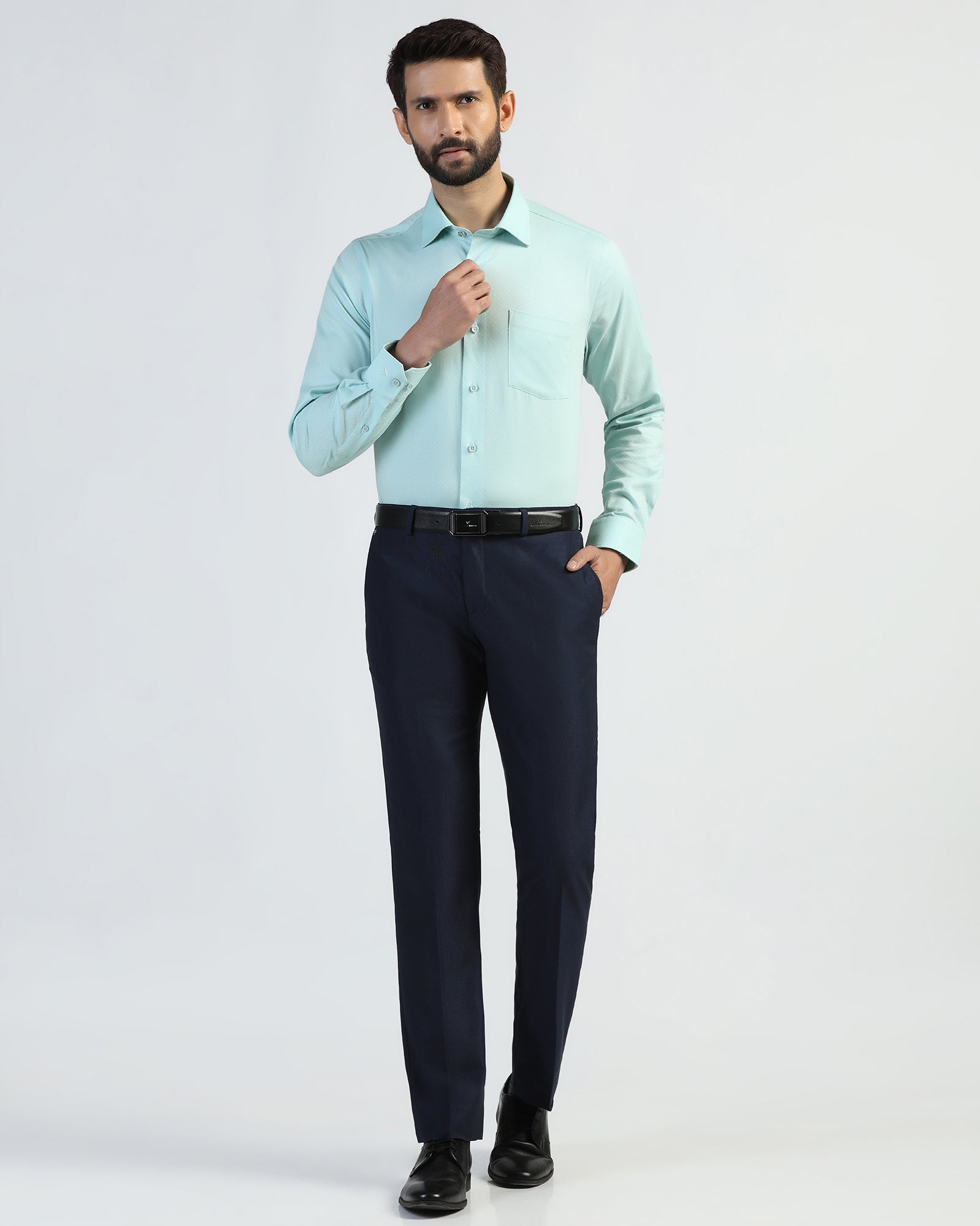 Formal Aqua Textured Shirt - Brick